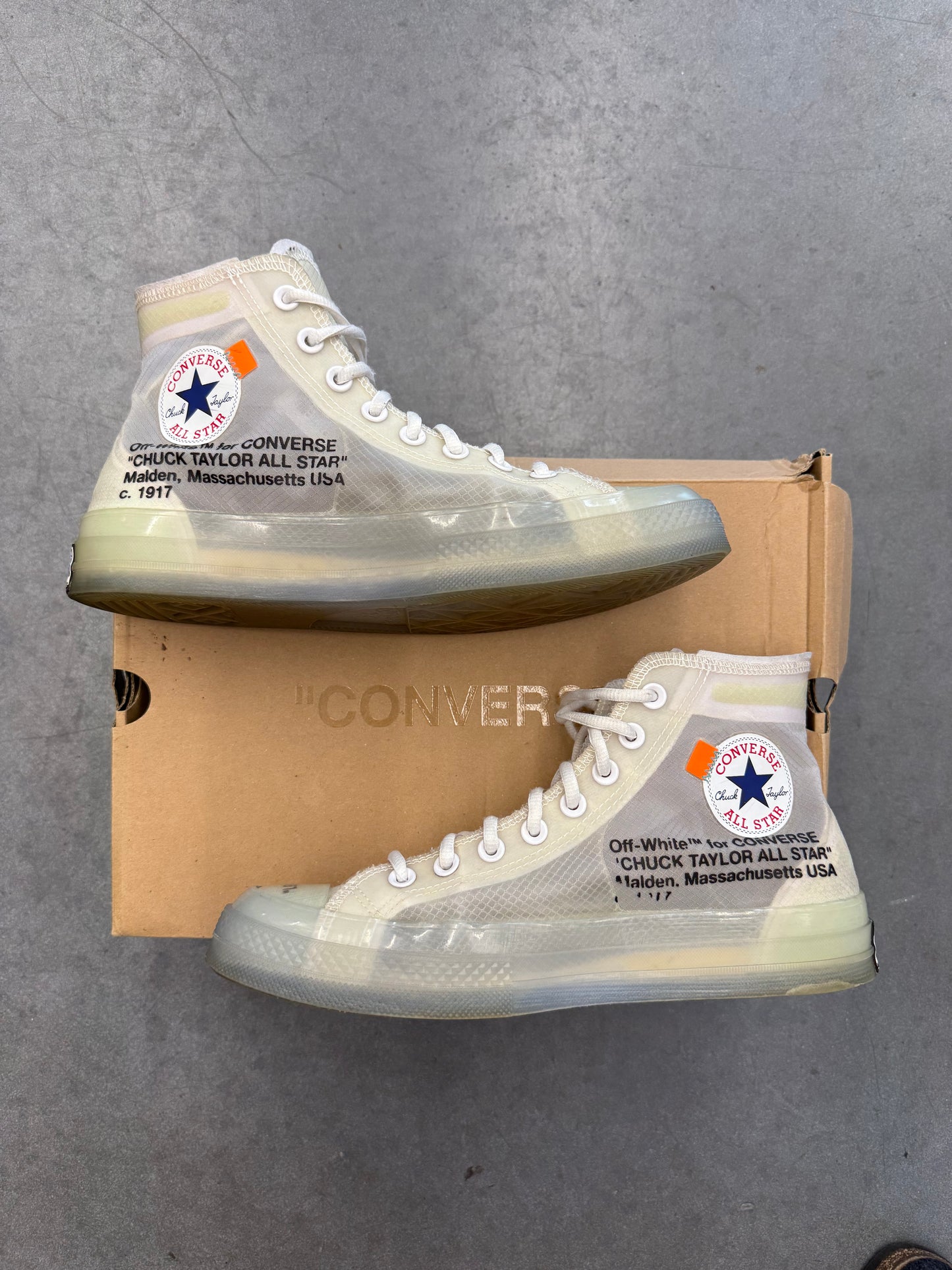 2018 SIZE 8.5 CONVERSE CHUCK 70 OFF-WHITE THE TEN (PRE-OWNED + OG ALL)