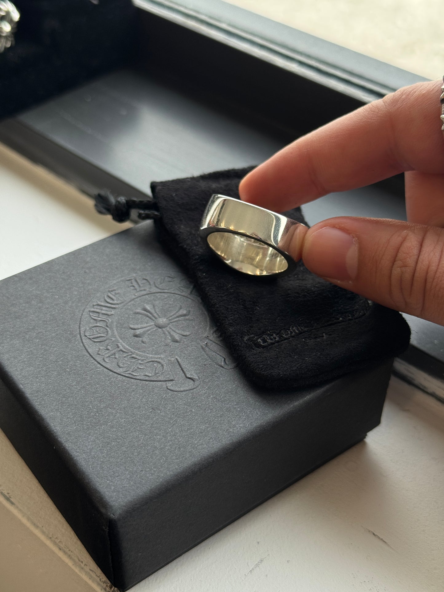 CHROME HEARTS DIAMOND CHAMPION SILVER RING 33 LARGE (SIZE 12) (36.1 GRAMS) (NEW)