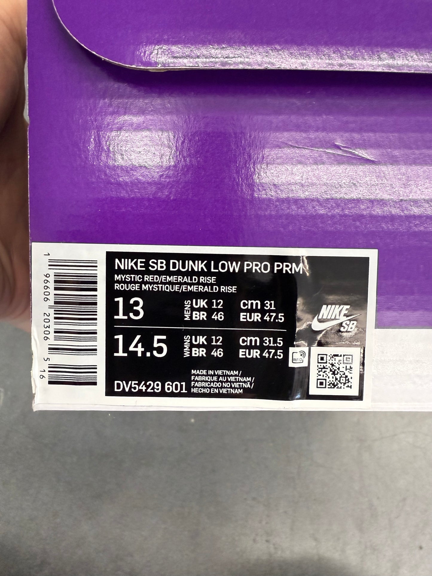 2023 SIZE 13 NIKE SB DUNK LOW MYSTIC RED ROSEWOOD
