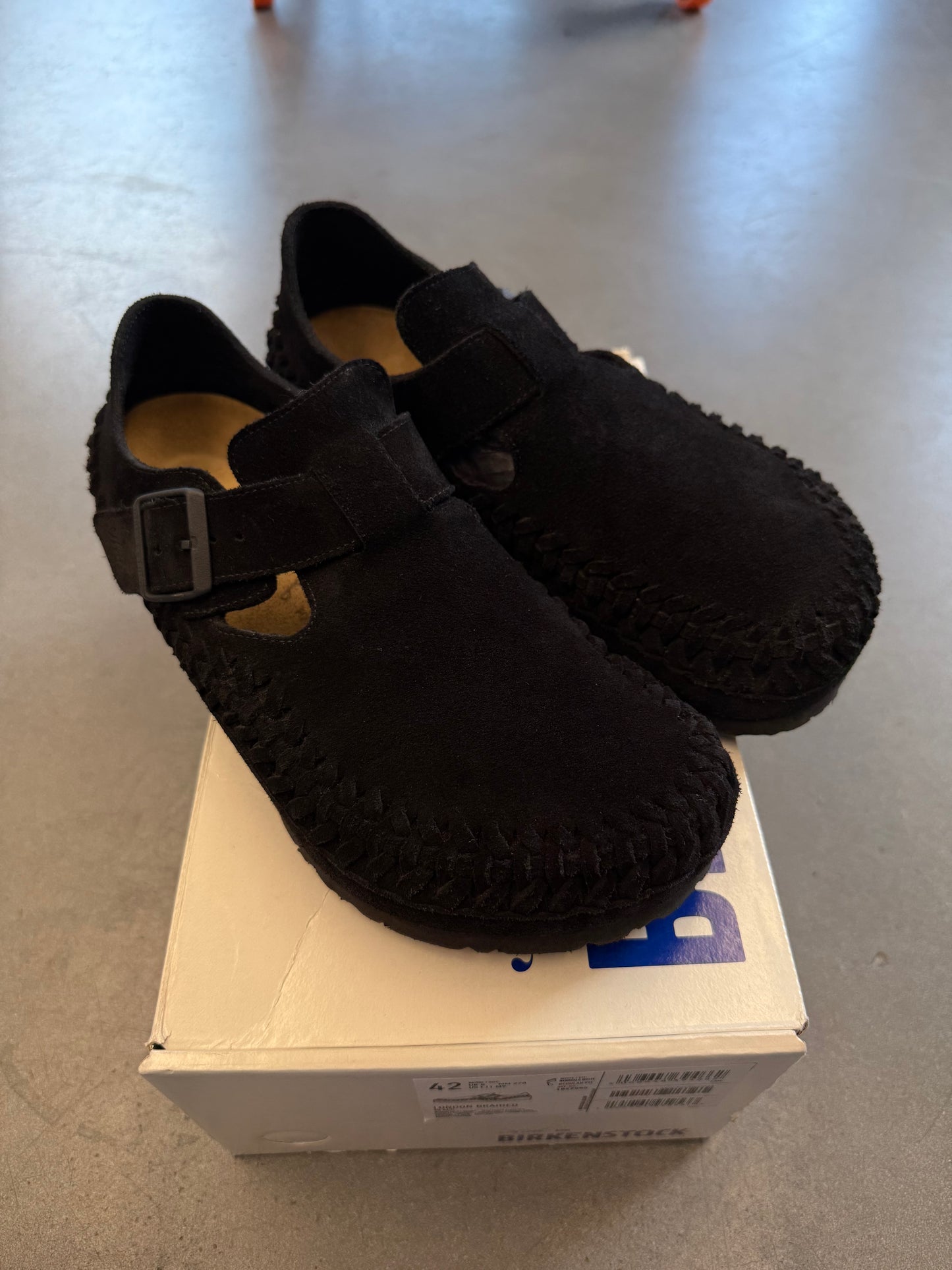 2023 SIZE 42 KITH BIRKENSTOCK LONDON BRAIDED - BLACK (PRE-OWNED WITH BOX)