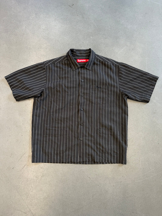 SS25 SUPREME PAJAMA STRIPE S/S WORK SHIRT - BLACK