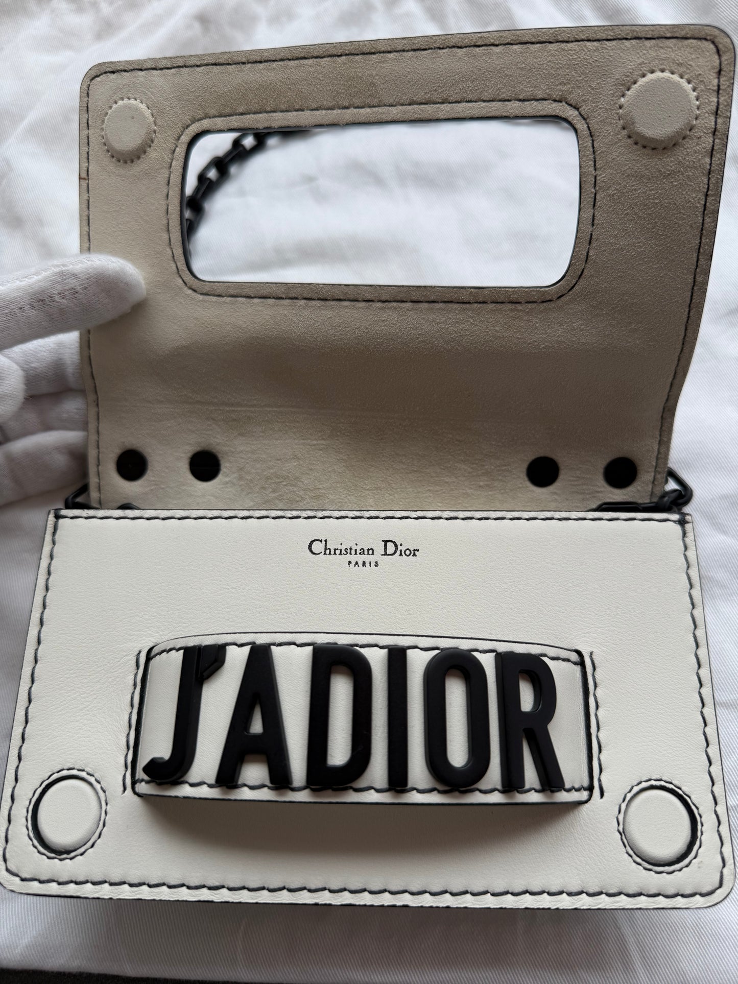 CHRISTIAN DIOR MINI J'ADIOR CHAIN HANDBAG - WHITE (PRE-OWNED WITH DUSTBAG) (TANIA)