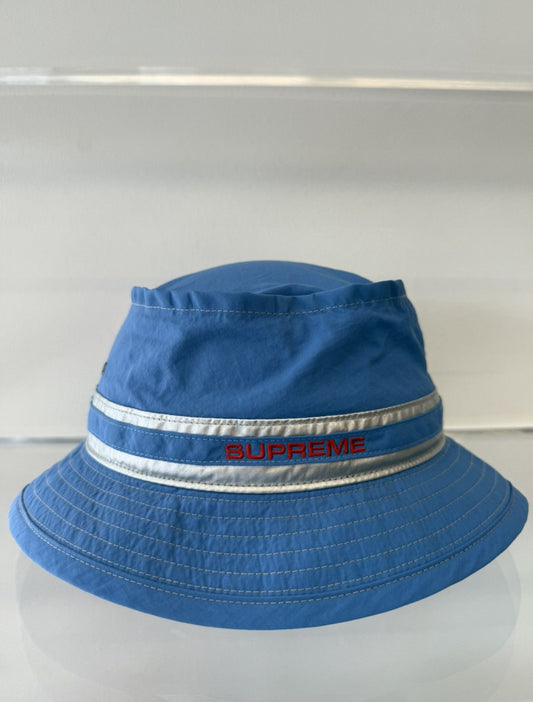 SS19 SUPREME CONTRAST STITCH REFLECTIVE CRUSHER HAT BLUE