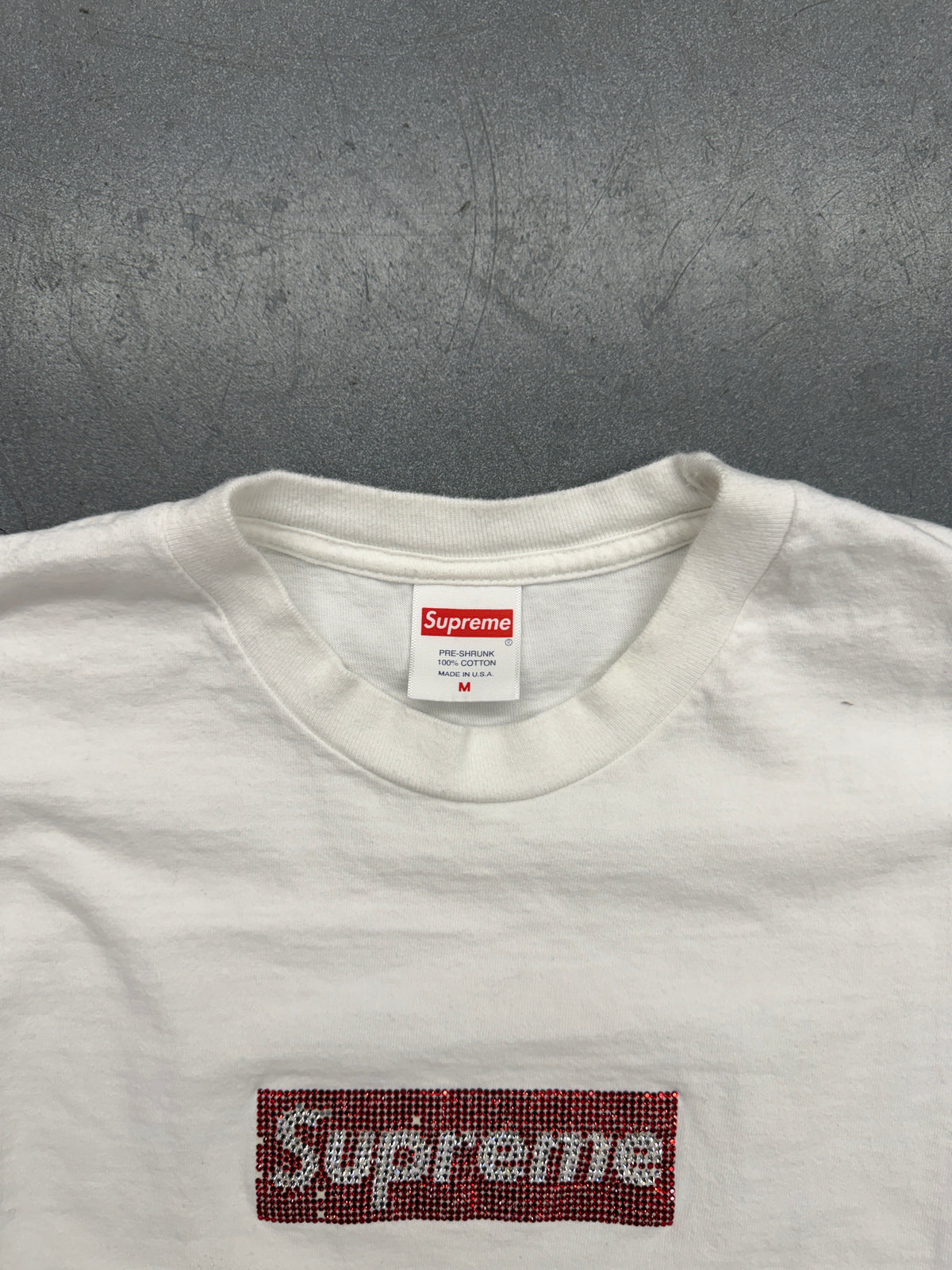 SS19 SUPREME SWAROVSKI BOX LOGO TEE