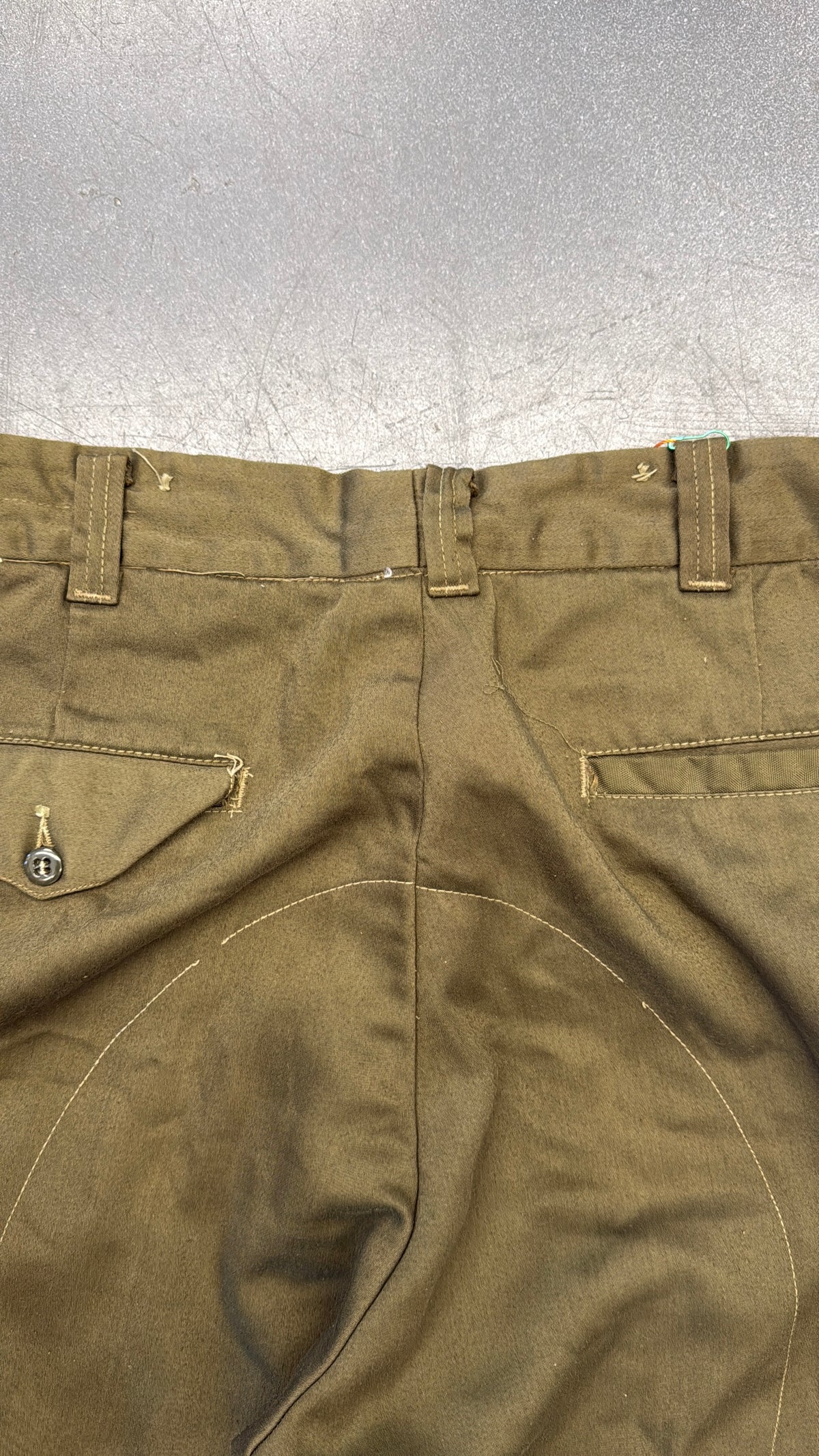 80'S DUXBAK NYLON-KNEE WATER RESISTANT CANVAS PANTS (ARMY GREEN)(34)