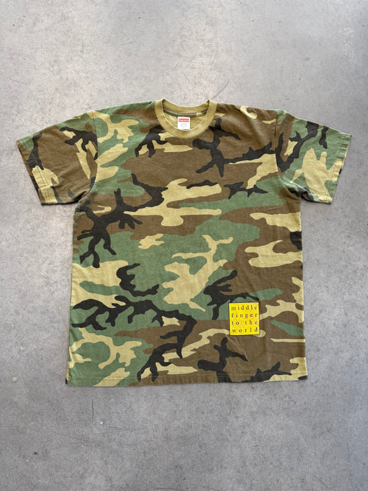 SS19 SUPREME MIDDLE FINGER TO THE WORLD TEE - WOODLAND CAMO