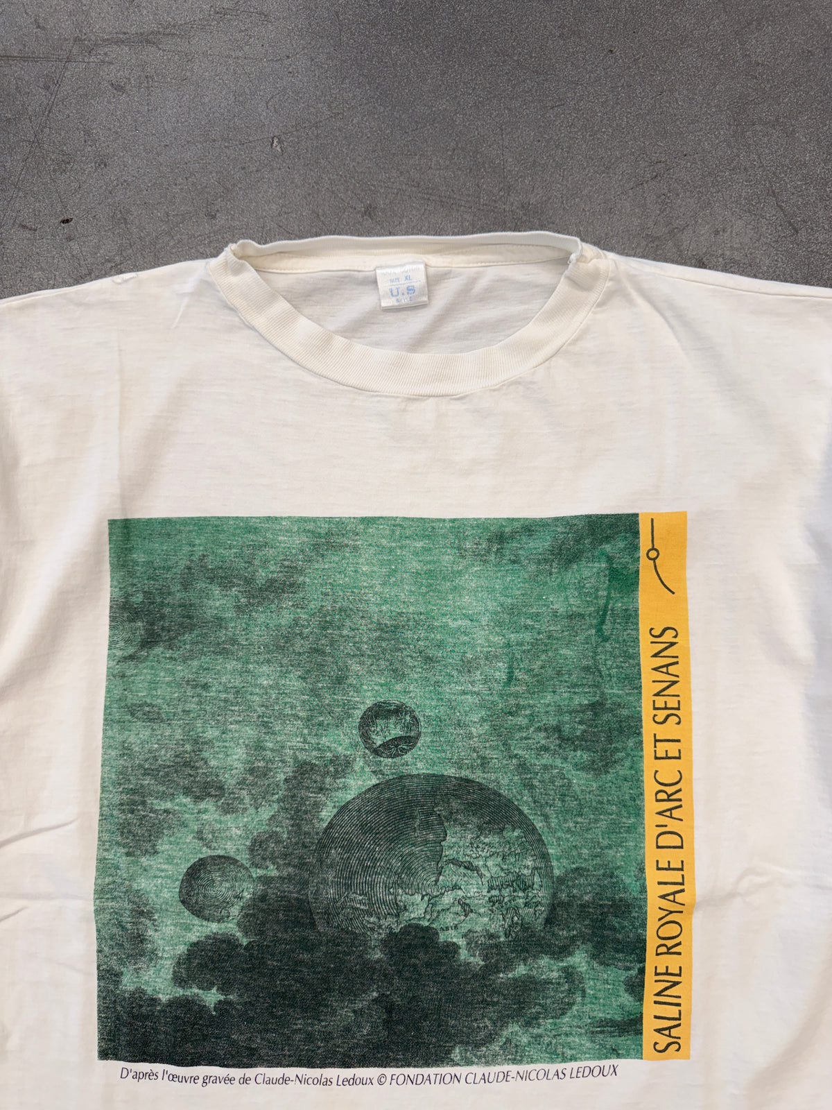90'S CLAUDE-NICOLAS LEDOUX SALINE ROYALE D'ARC ET SENANS PLANETS AND CLOUDS MONUMENT TEE (U.S STYLE TAG)