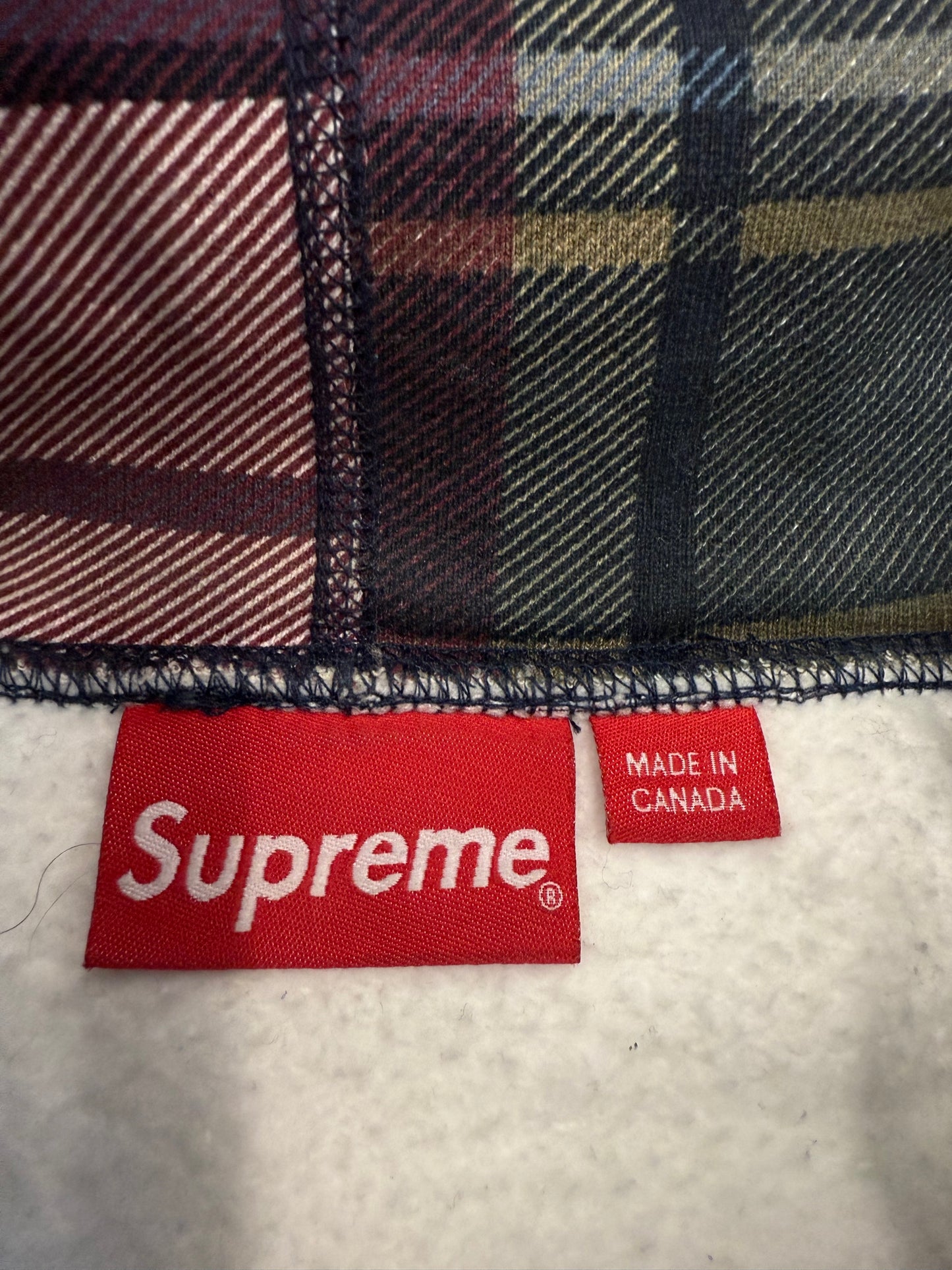 FW14 SUPREME ARC LOGO PLAID HOODIE