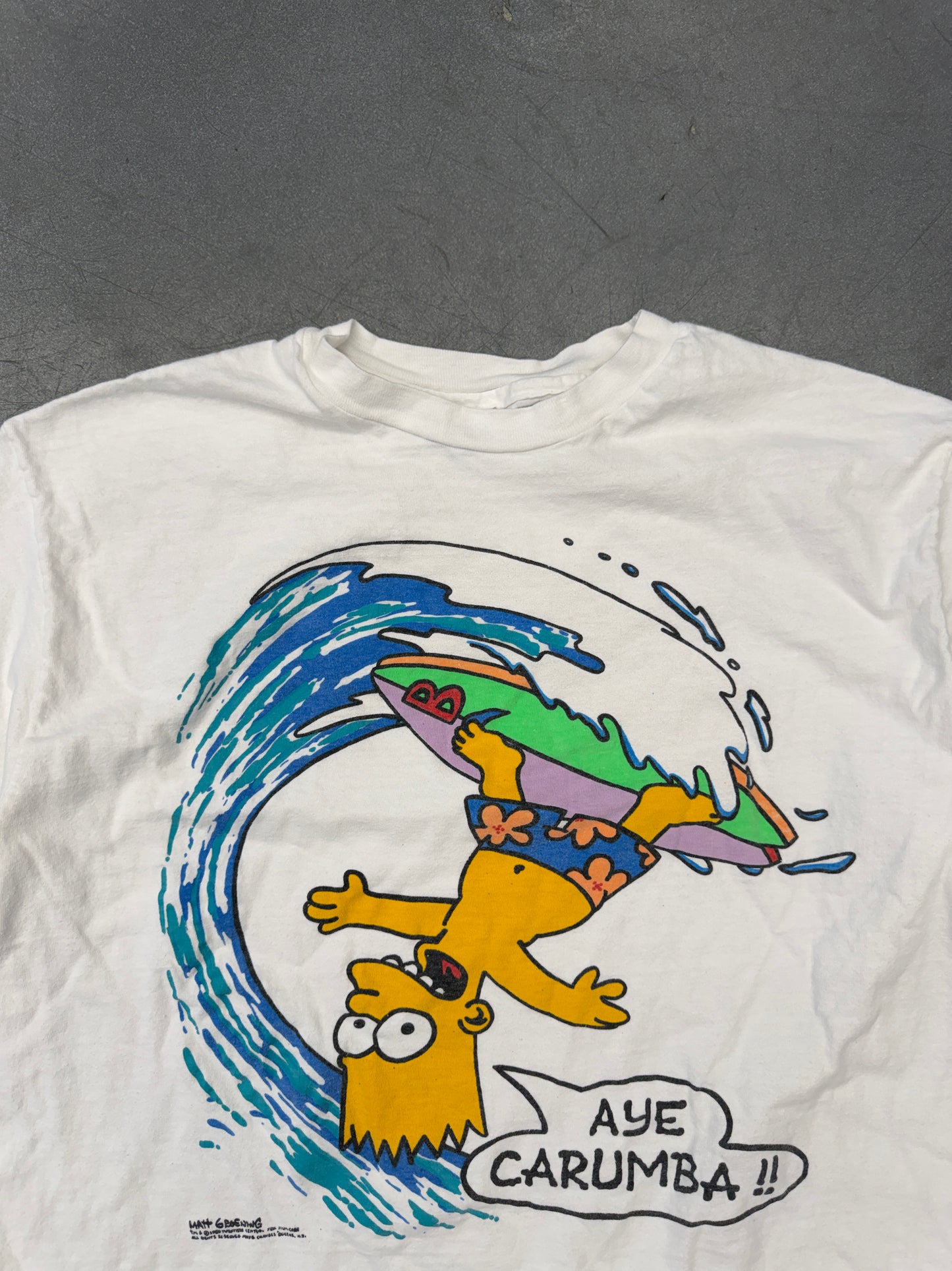 1989 BART AYE CARUMBA!! SURF SIMPSONS TEE (HANES TAG)