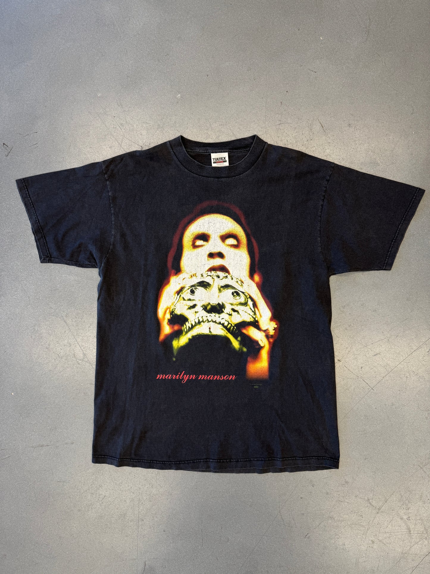 1997 MARILYN MANSON ANTICHRIST SUPERHERO SKULL FADED TEE (TULTEX TAG)