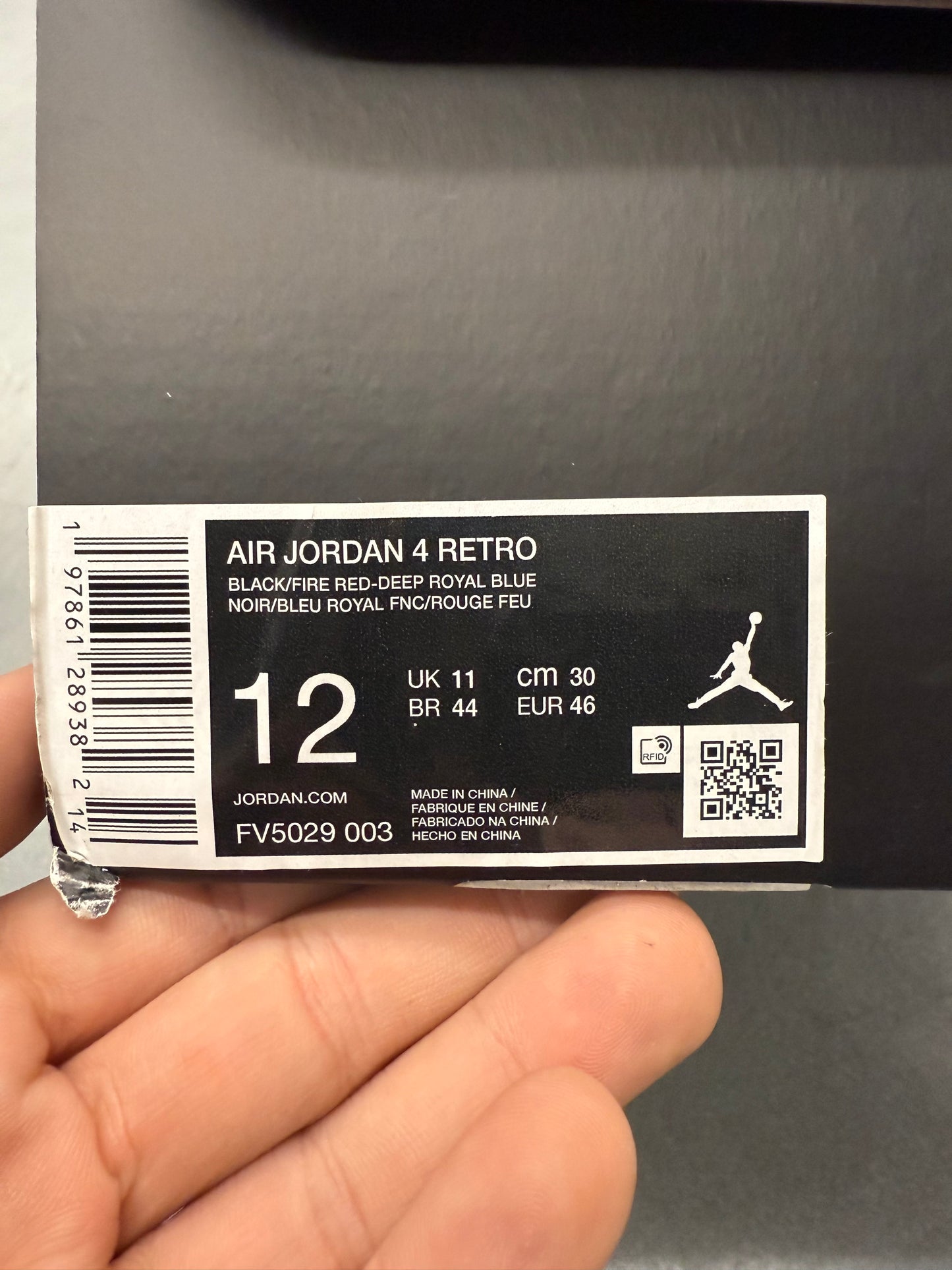 2025 SIZE 12 JORDAN 4 RETRO RARE AIR (WHITE LETTERING)