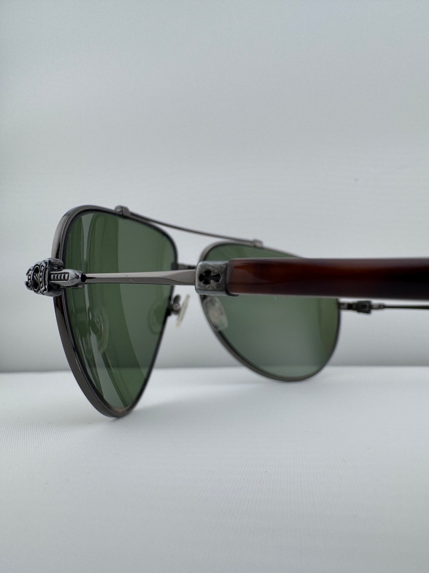 CHROME HEARTS STONED WHITE/BROWN SUNGLASSES (WITH CASE)