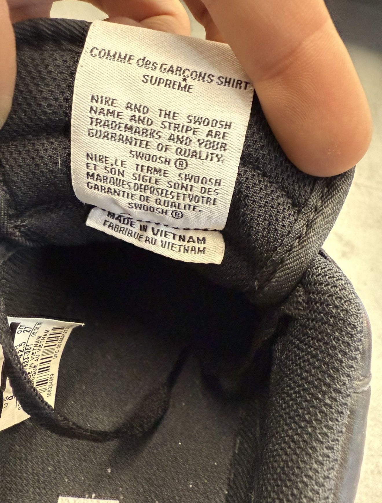 2018 SIZE 9 SUPREME CDG NIKE AIR FORCE 1 COMMES DES GARCONS (PRE-OWNED WITH BOX)