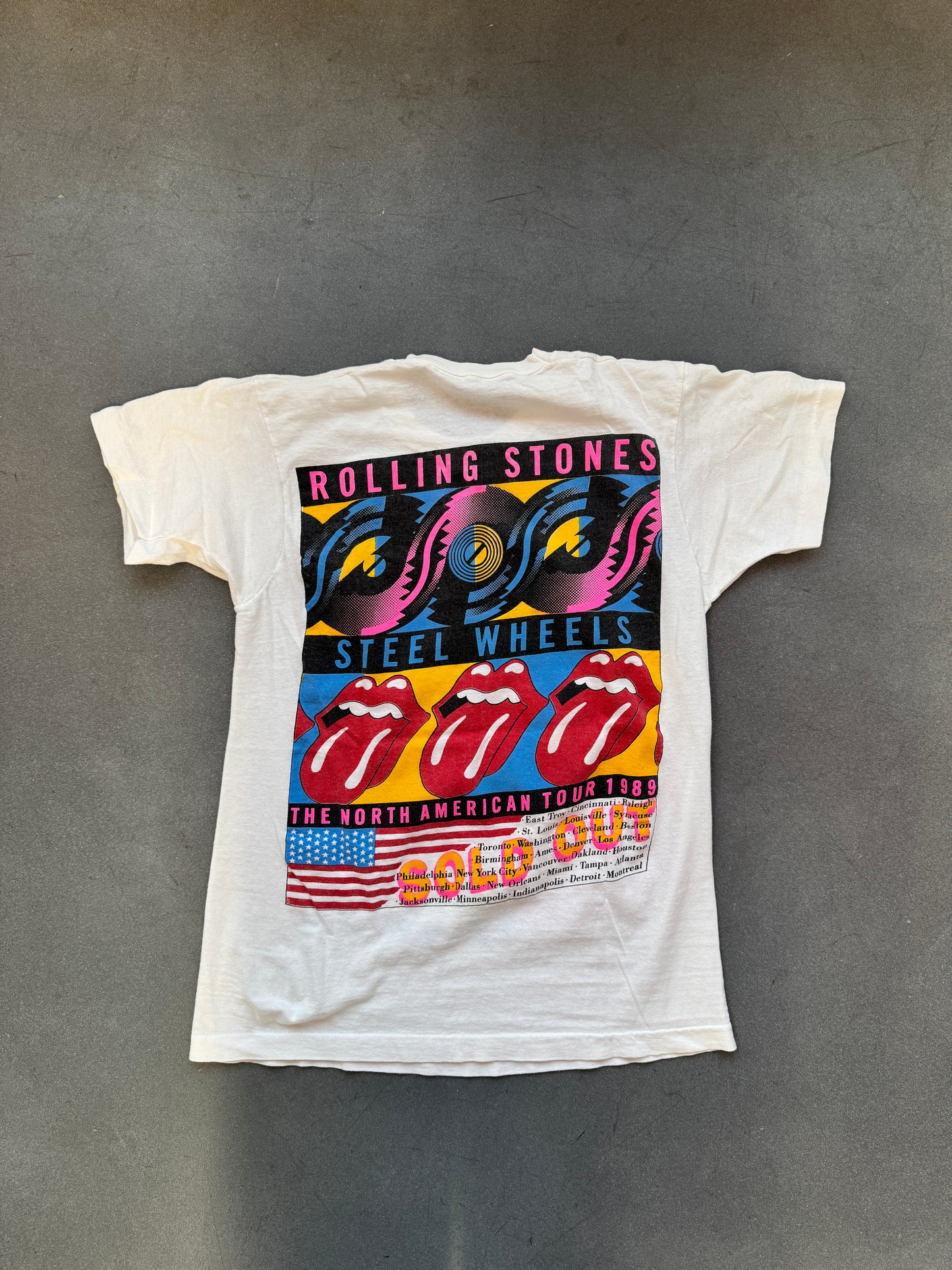1989 ROLLING STONES STEEL WHEELS THE NORTH AMERICAN TOUR TEE (CUT FOTL TAG)