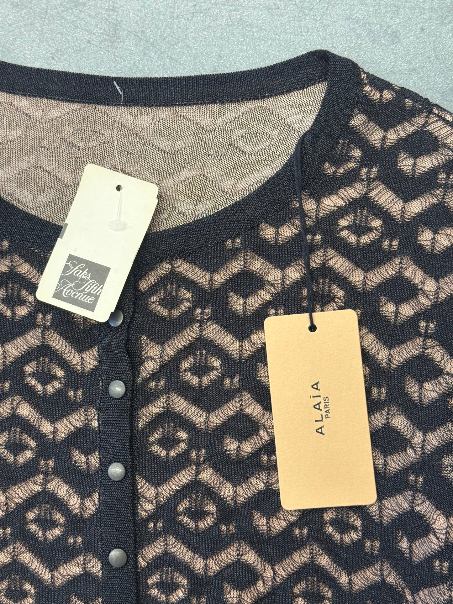 VINTAGE ALAIA JACQUARD CROPPED CARDIGAN