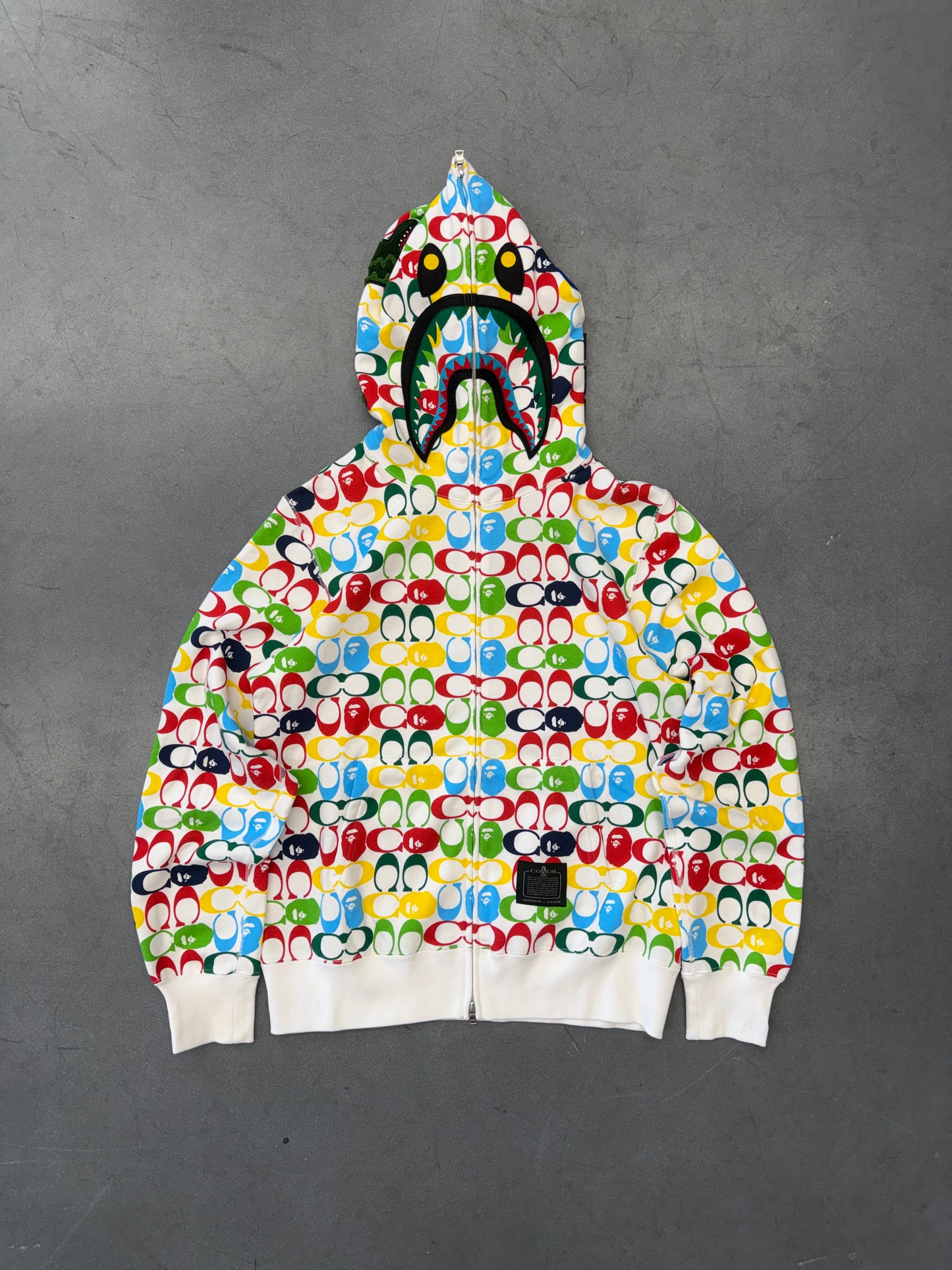 SS20 BAPE X COACH SHARK FULL ZIP HOODIE - MULTI