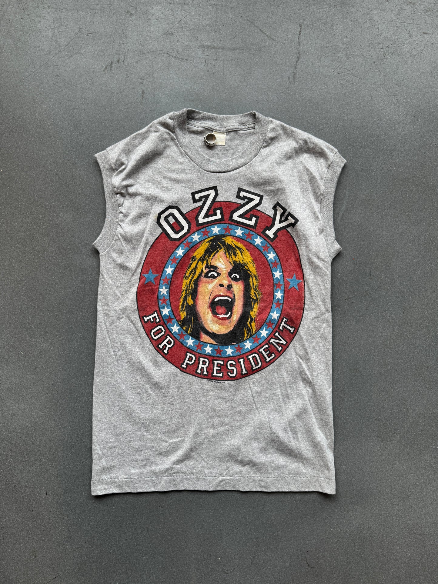 1984 OZZY OZBOURNE FOR PRESIDENT SLEEVELESS TEE (SCREEN STARS TAG)
