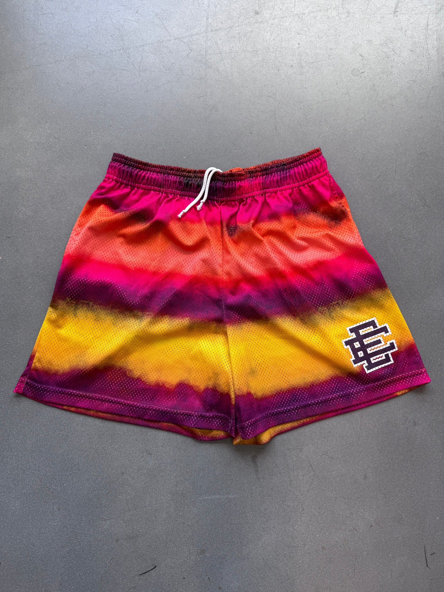 ERIC EMANUEL EE PURPLE/YELLOW/ORANGE STRIPE SHORTS