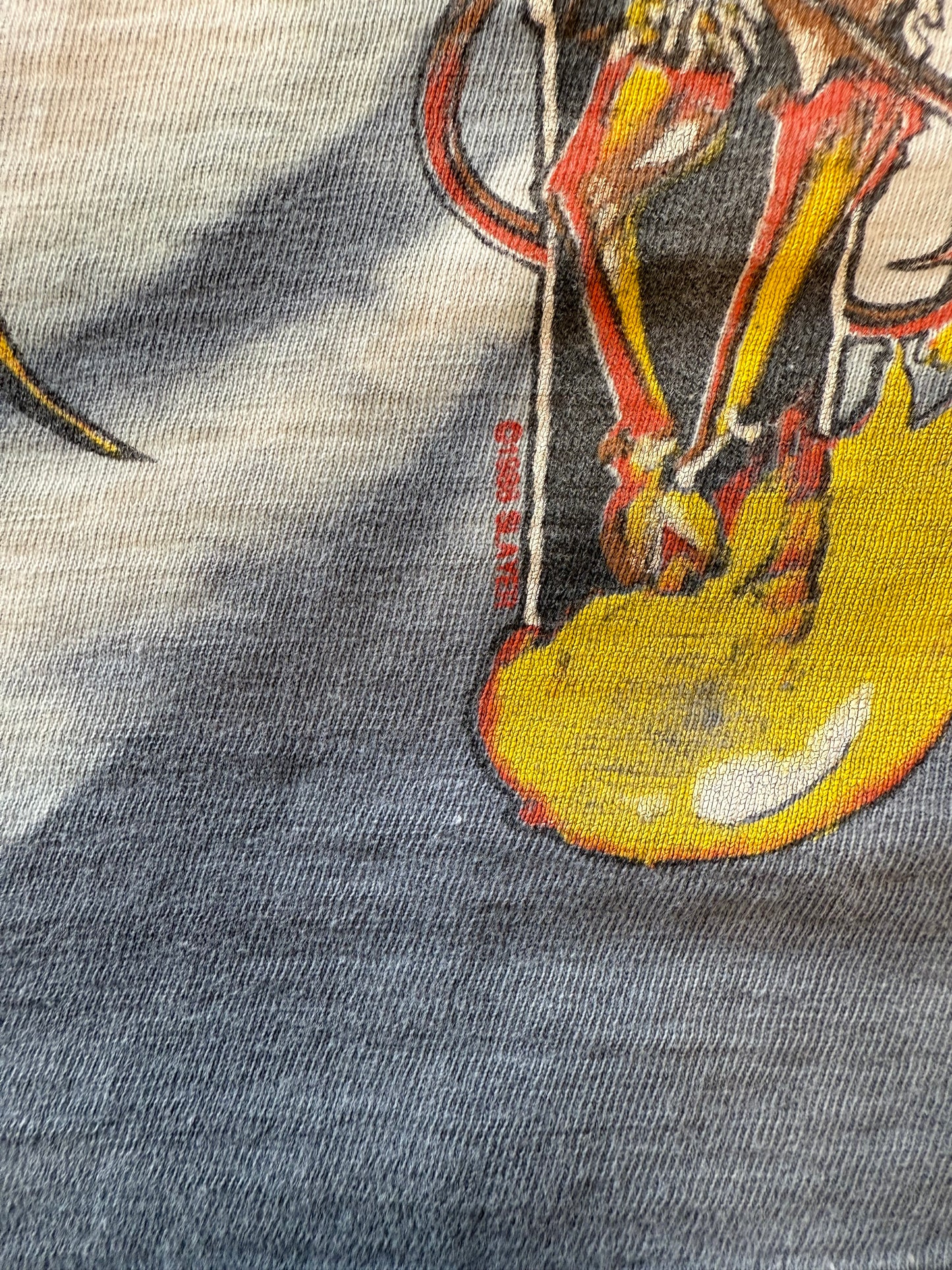 1988 SLAYER WITH DEVIL ON CROSS WITH FIRE TEE (HANES BEEFY TAG)