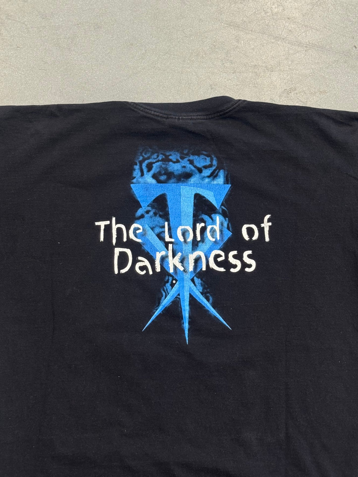 1998 THE UNDERTAKER WWF R.I.P TOMBSTONE BLUE PRINT TEE (JAM TAG)
