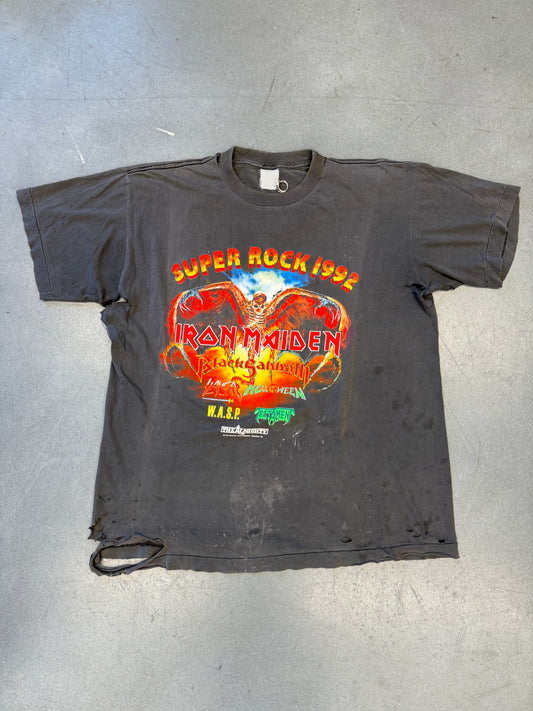 1992 IRON MAIDEN MANNHEIM SUPER ROCK TEE (FADED TAG)
