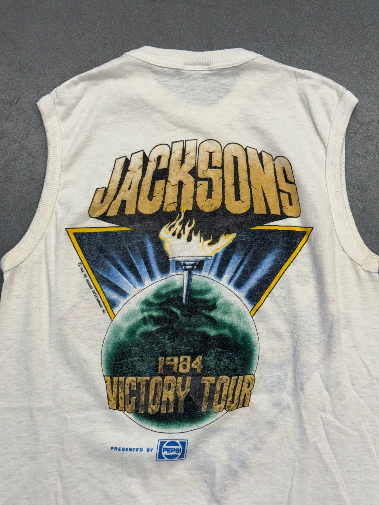 1984 MICHAEL JACKSON THE JACKSONS VICTORY TOUR CUT-OFF TEE (CHOPPED NECK)