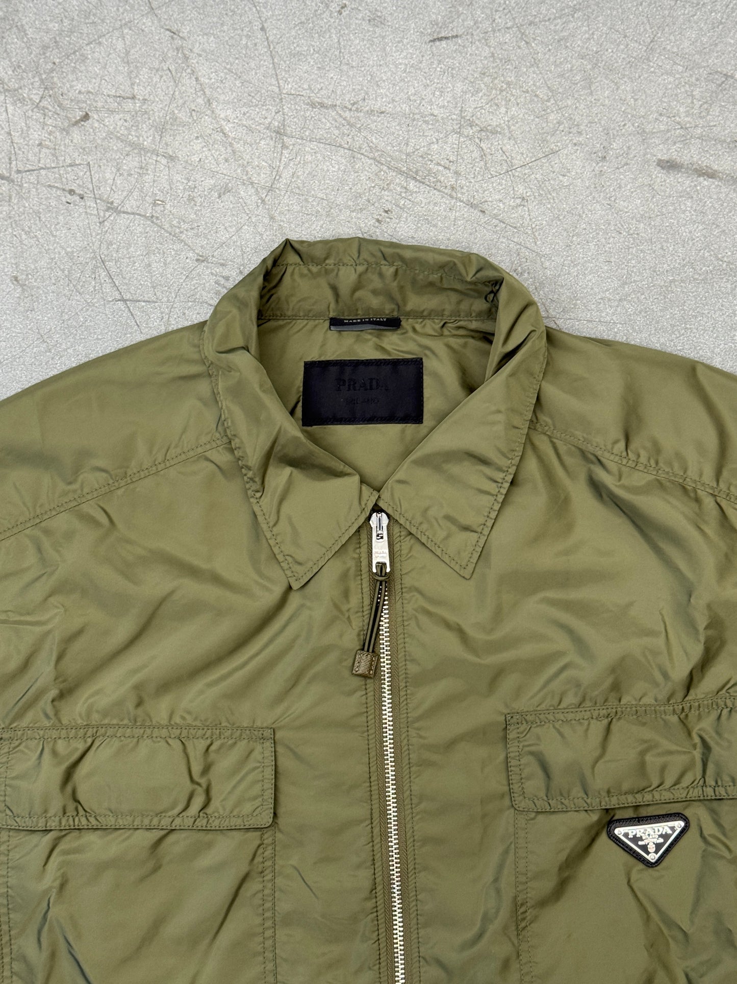 PRADA SUMMER NYLON ZIP UP SHIRT - GREEN