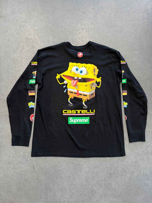 SS25 SUPREME SPONGEBOB CASTELLI RACING LONG SLEEVE TEE BLACK - XL