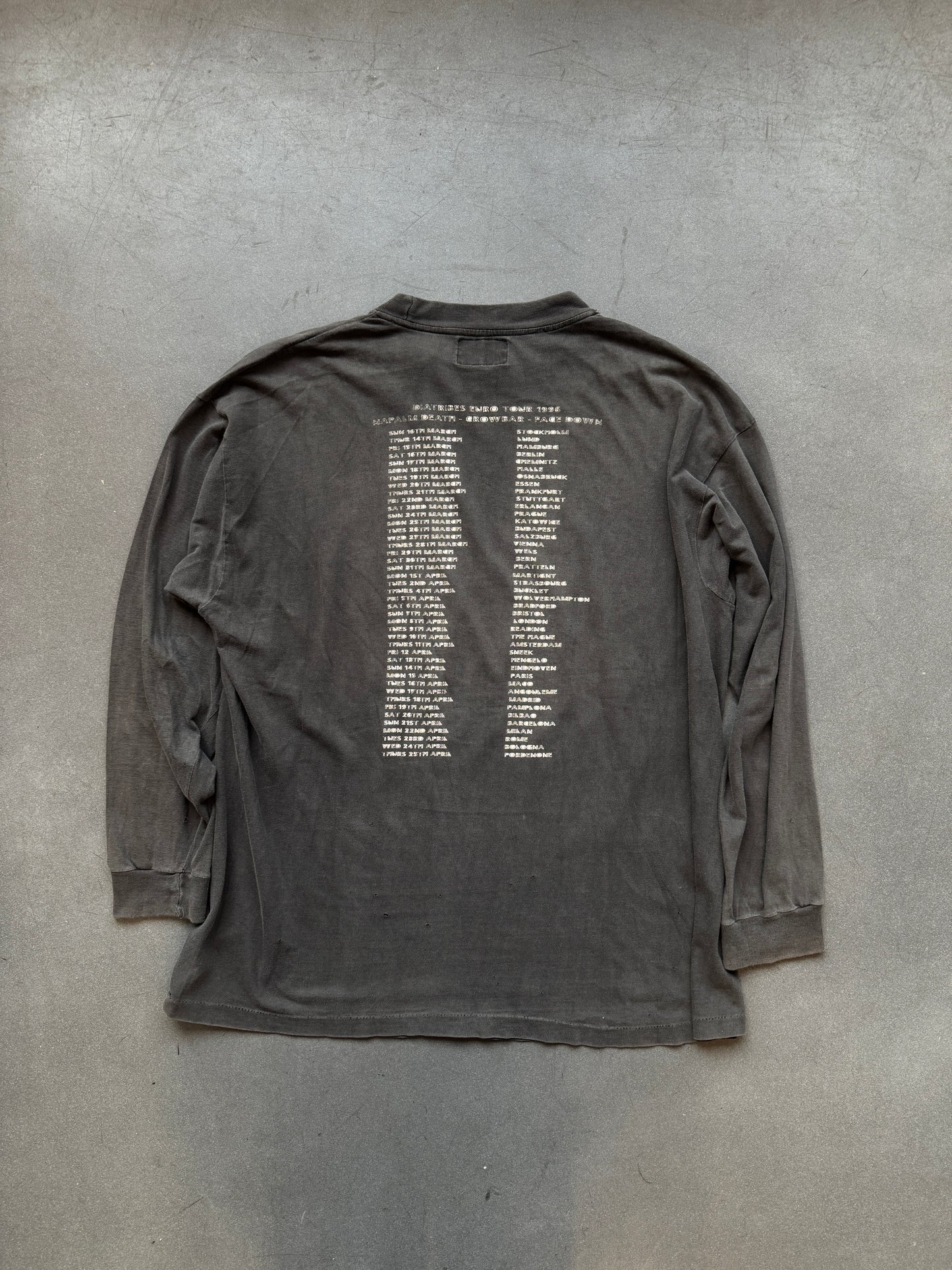 1996 FACE DOWN DIATRIBES EURO TOUR TEE (STITCHED TAG)