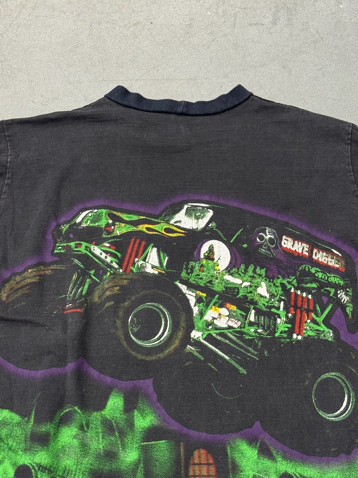 90S GRAVE DIGGER MONSTER TRUCK RACING AOP LS TEE (MADE IN USA TAG)