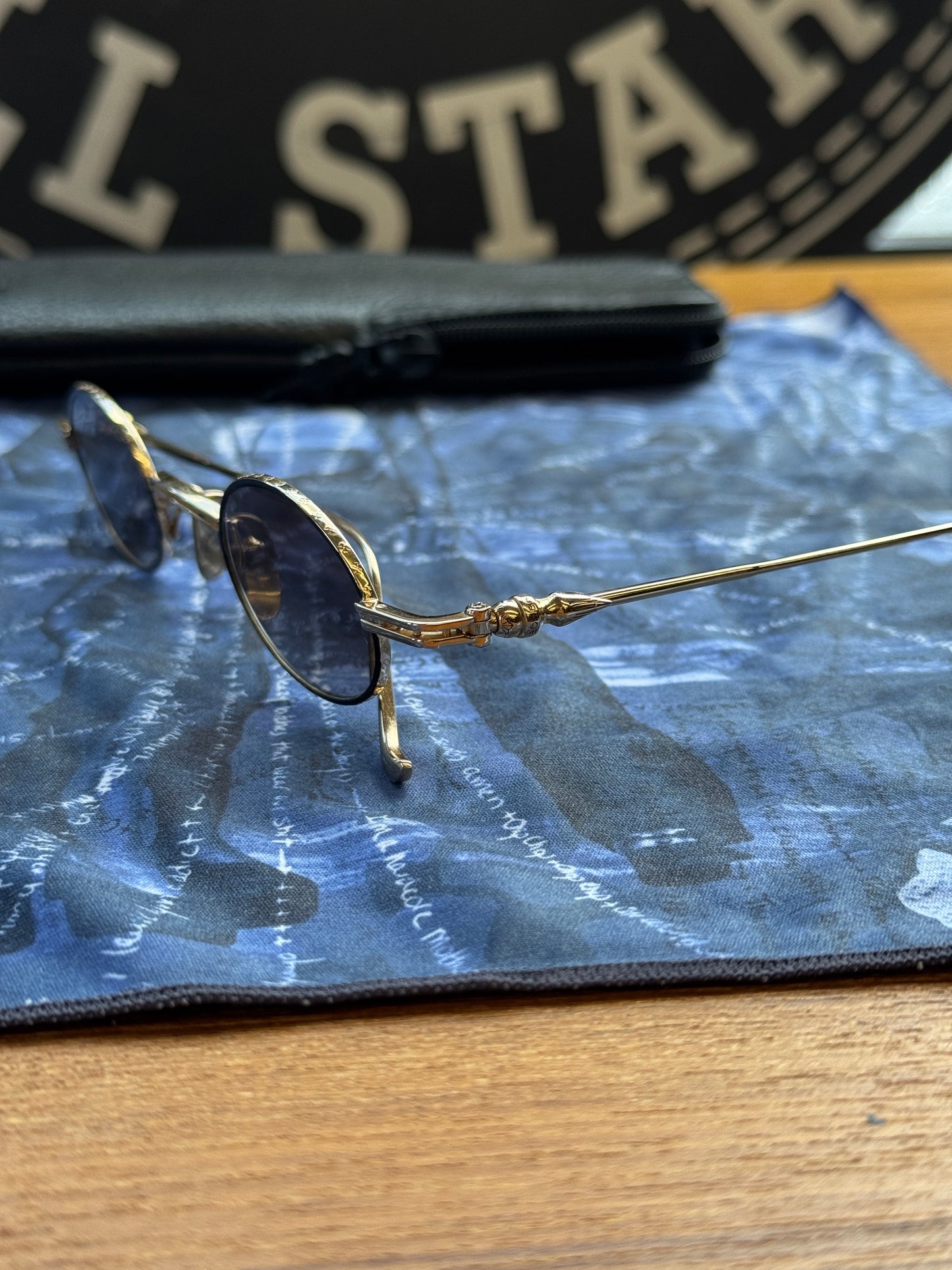 CHROME HEARTS LUX GOLD PLATED OVAL SUNGLASSES