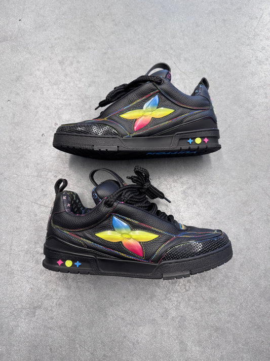 SIZE 10 LOUIS VUITTON RAINBOW/BLACK SKATE SNEAKER (PRE-OWNED WITH NO BOX)