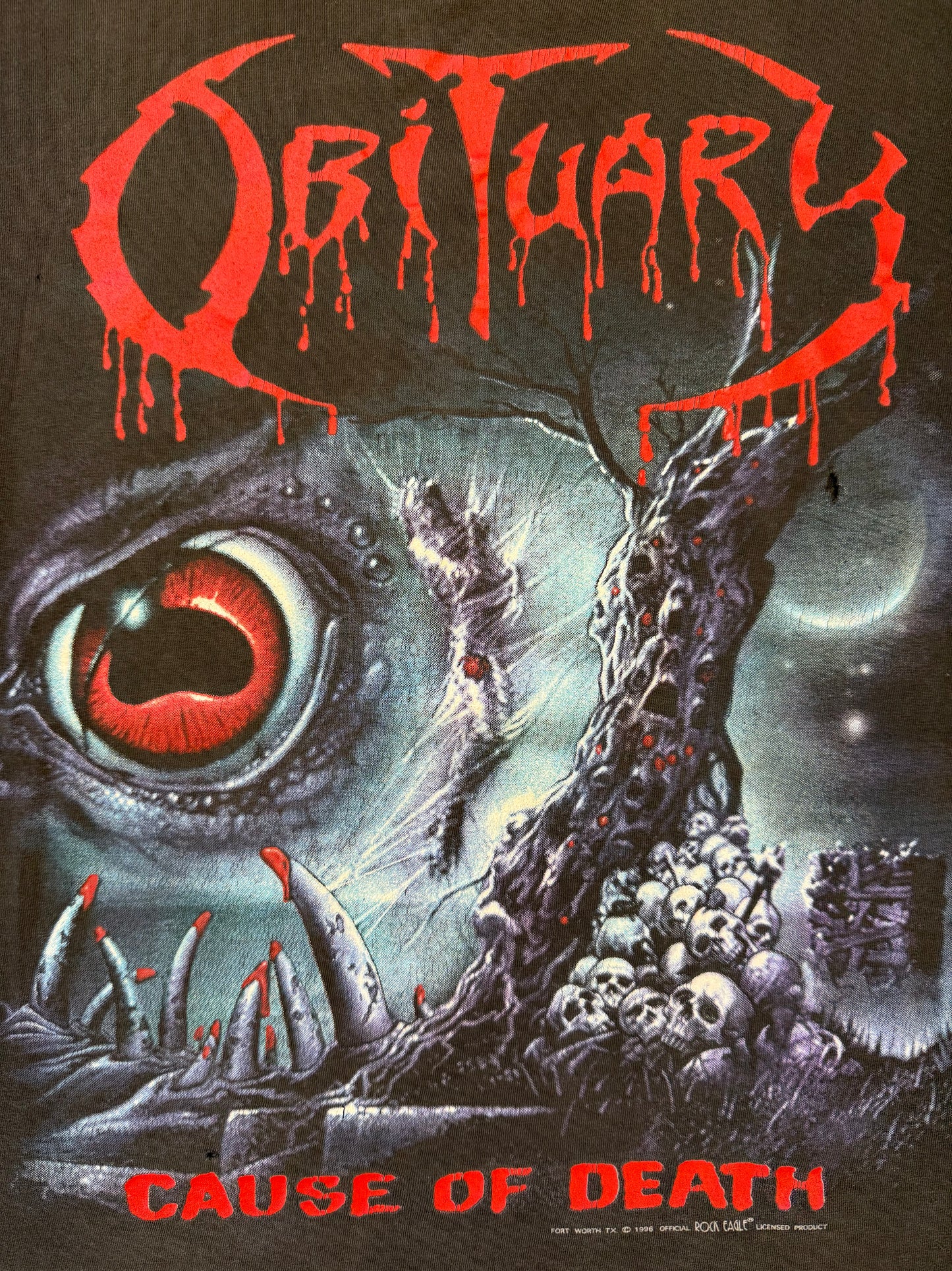 1996 OBITUARY CAUSE OF DEATH ROCK EAGLE TEE (FADED TAG)