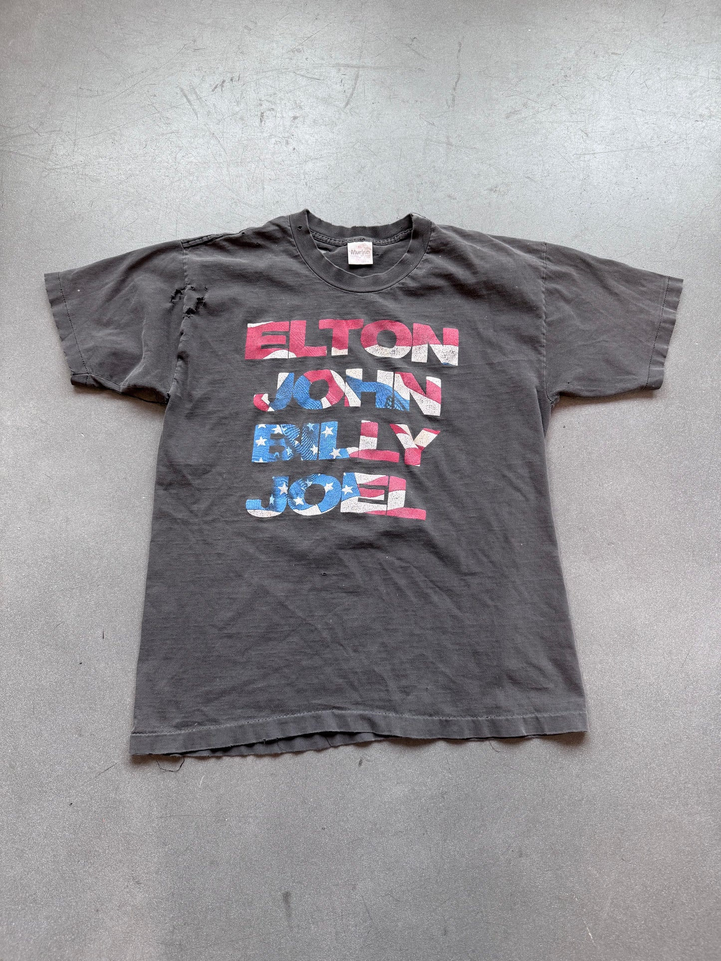 1994 ELTON JOHN BILLY JOEL FLAG DISTRESSED TOUR TEE (MURINA TAG)