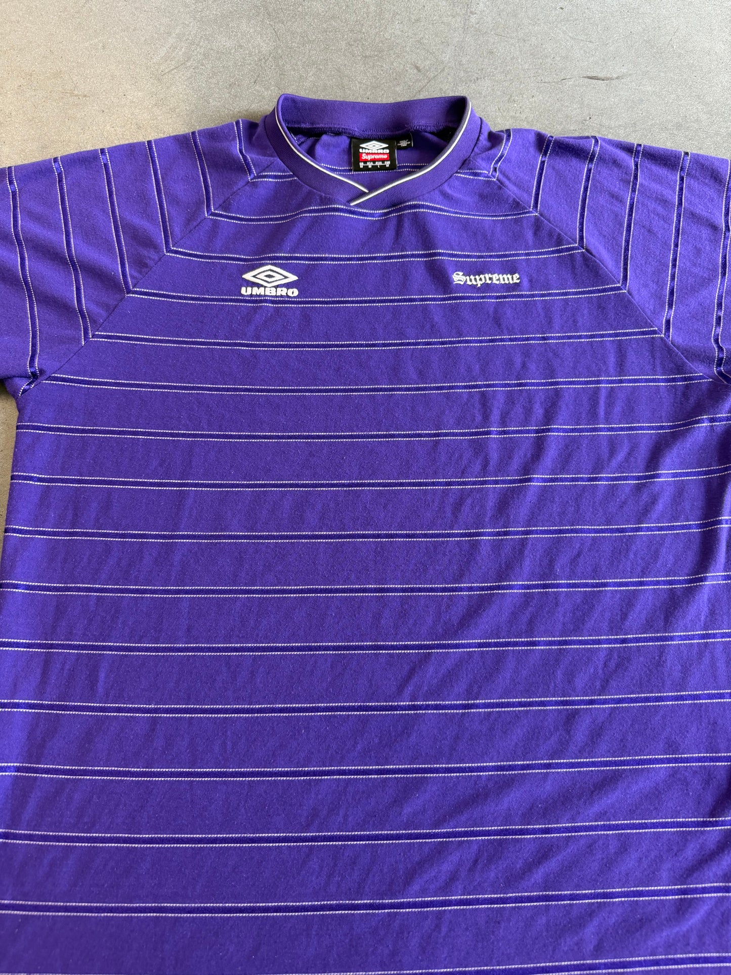 SS25 SUPREME UMBRO STRIPE SOCCER JERSEY TEE - PURPLE