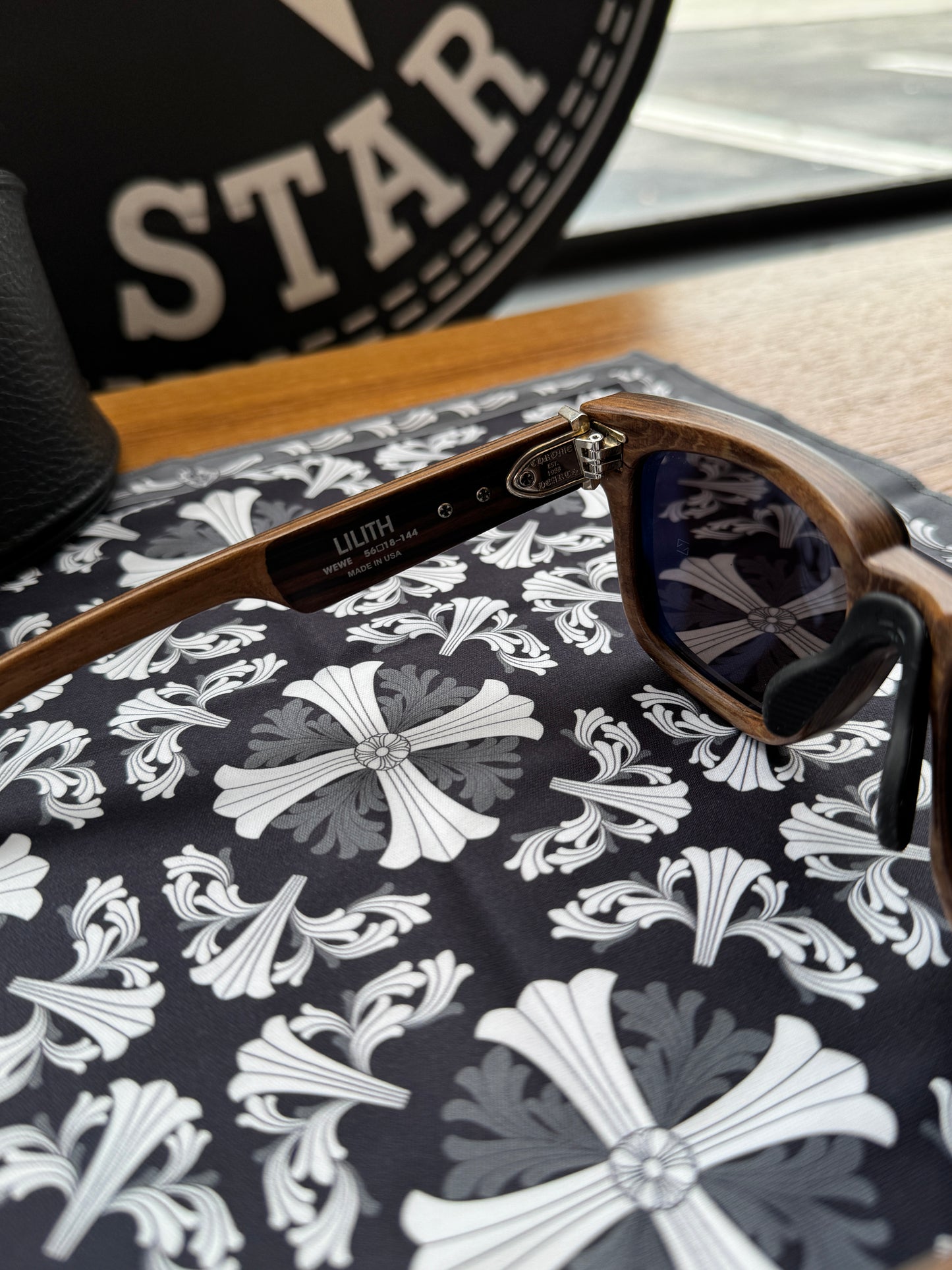 CHROME HEARTS LILITH WOODEN SUNGLASSES (WITH CASE)