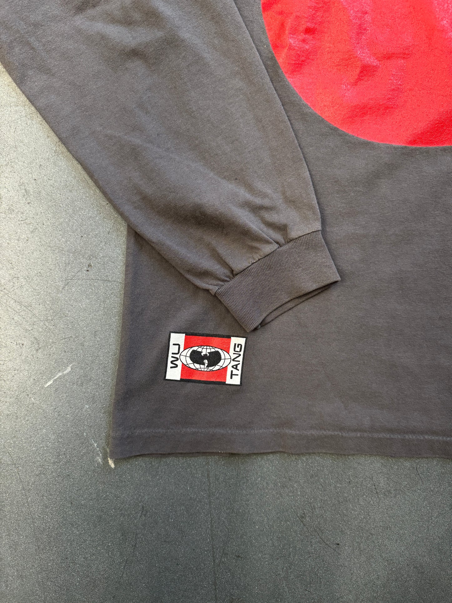 1997 WU-TANG RED LOGO LONGSLEEVE GREY TEE (ANVIL RED BAR TAG)