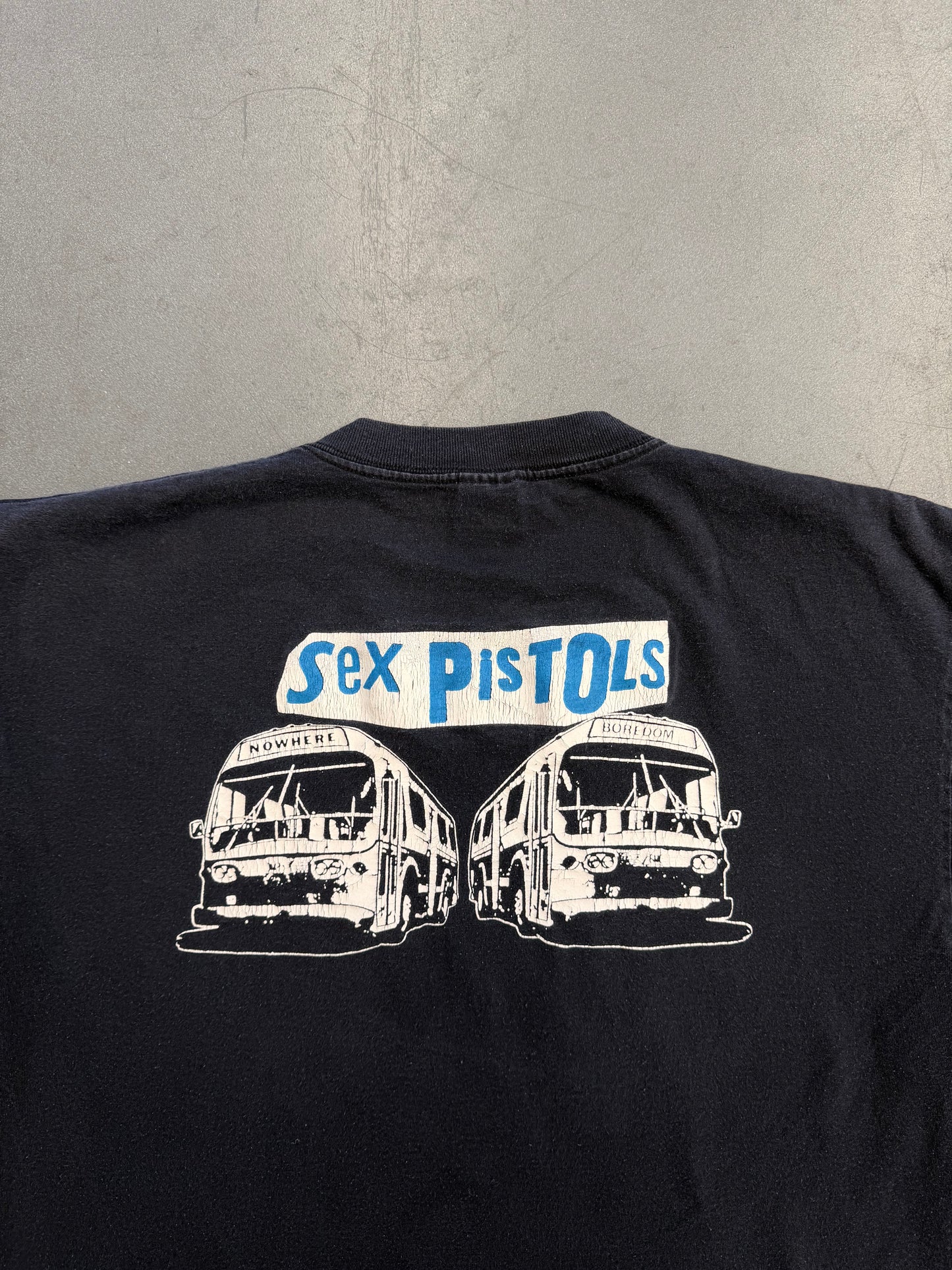 90S BOOTLEG SEX PISTOLS 'NOWHERE' 'BOREDOM' BUSSES TEE (MURINA TAG)