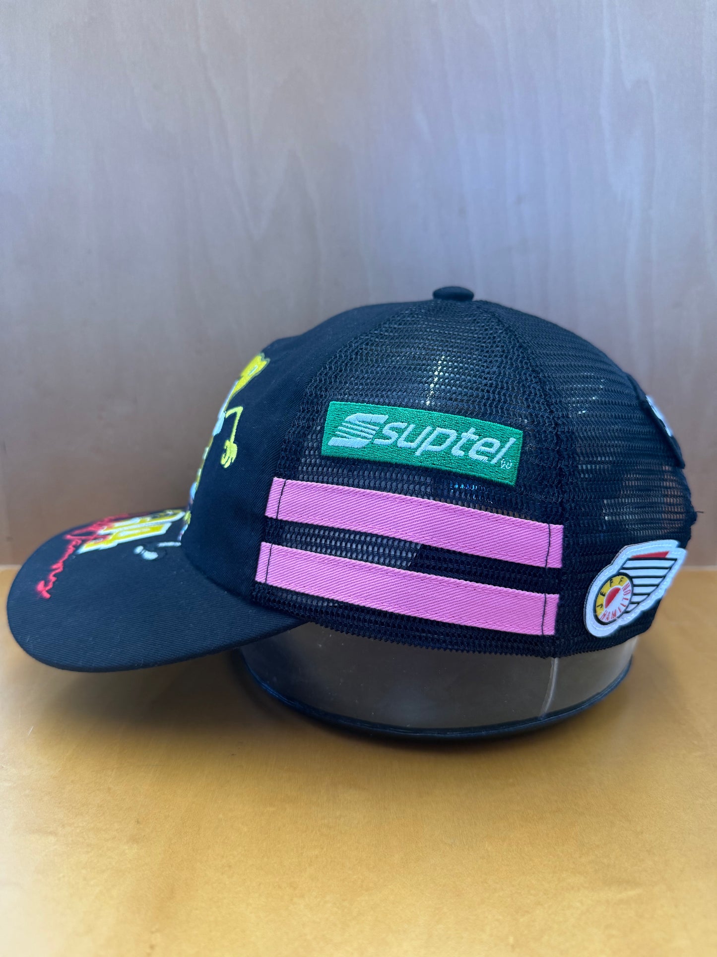 SS25 SUPREME SPONGEBOB JEFF HAMILTON MESH BACK TRUCKER HAT BLACK/PINK