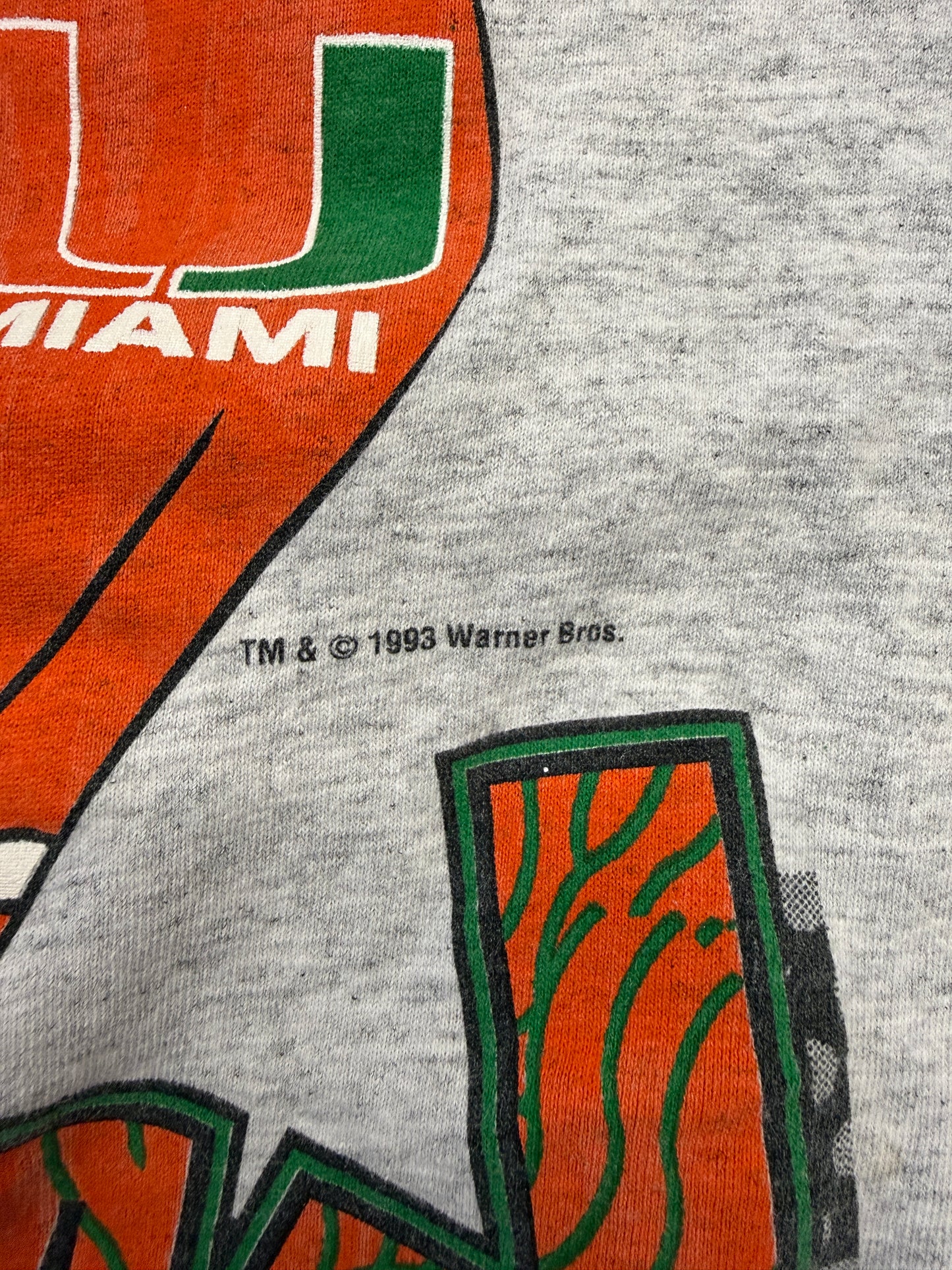 1993 UNIVERSITY OF MIAMI TAZ BUBBLEGUM TEE (JOSTENS TAG)