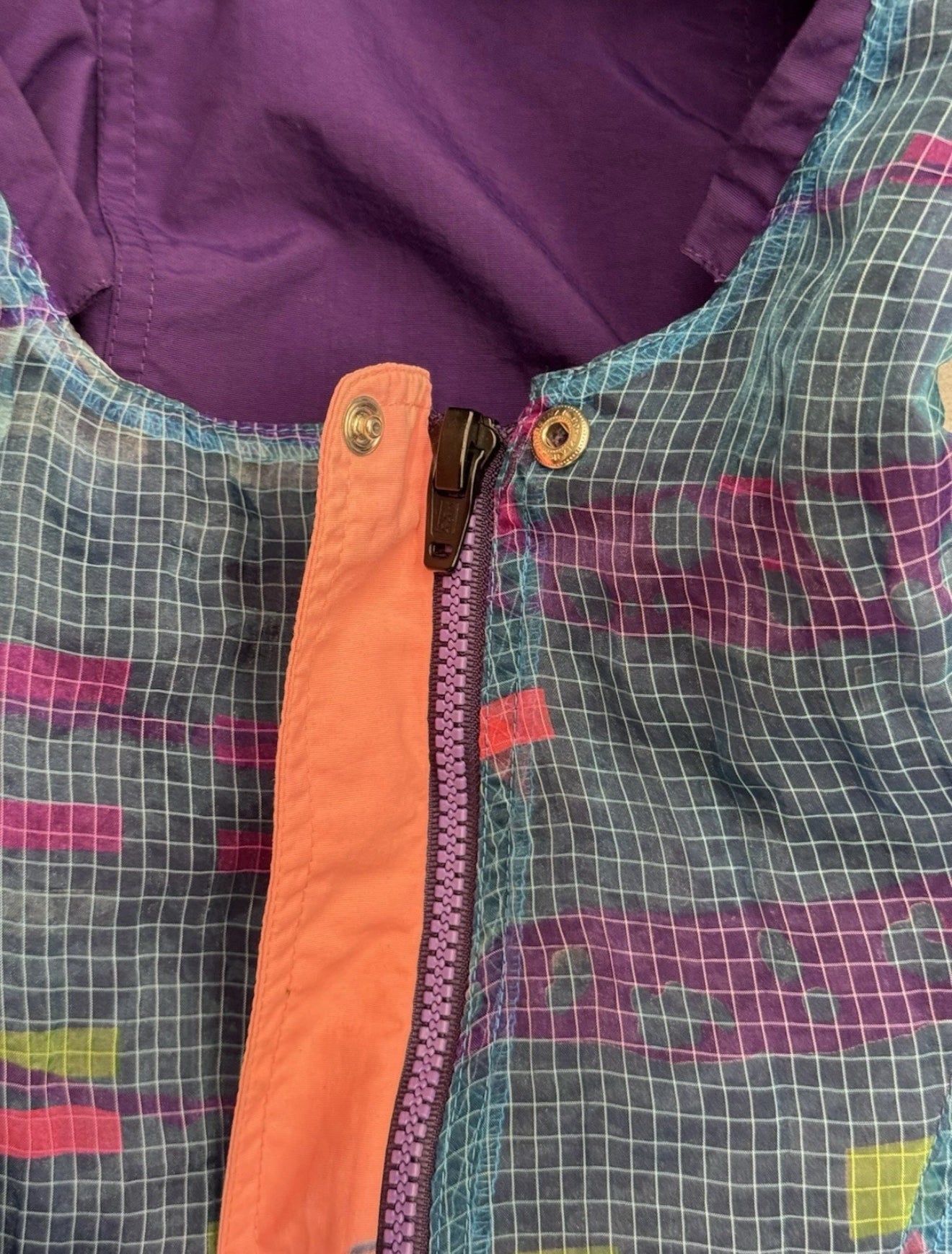 ‘90s NIKE REVERSIBLE AQUA GEAR MULTI GEAR QUARTER ZIP COLOFUL WINDBREAKER