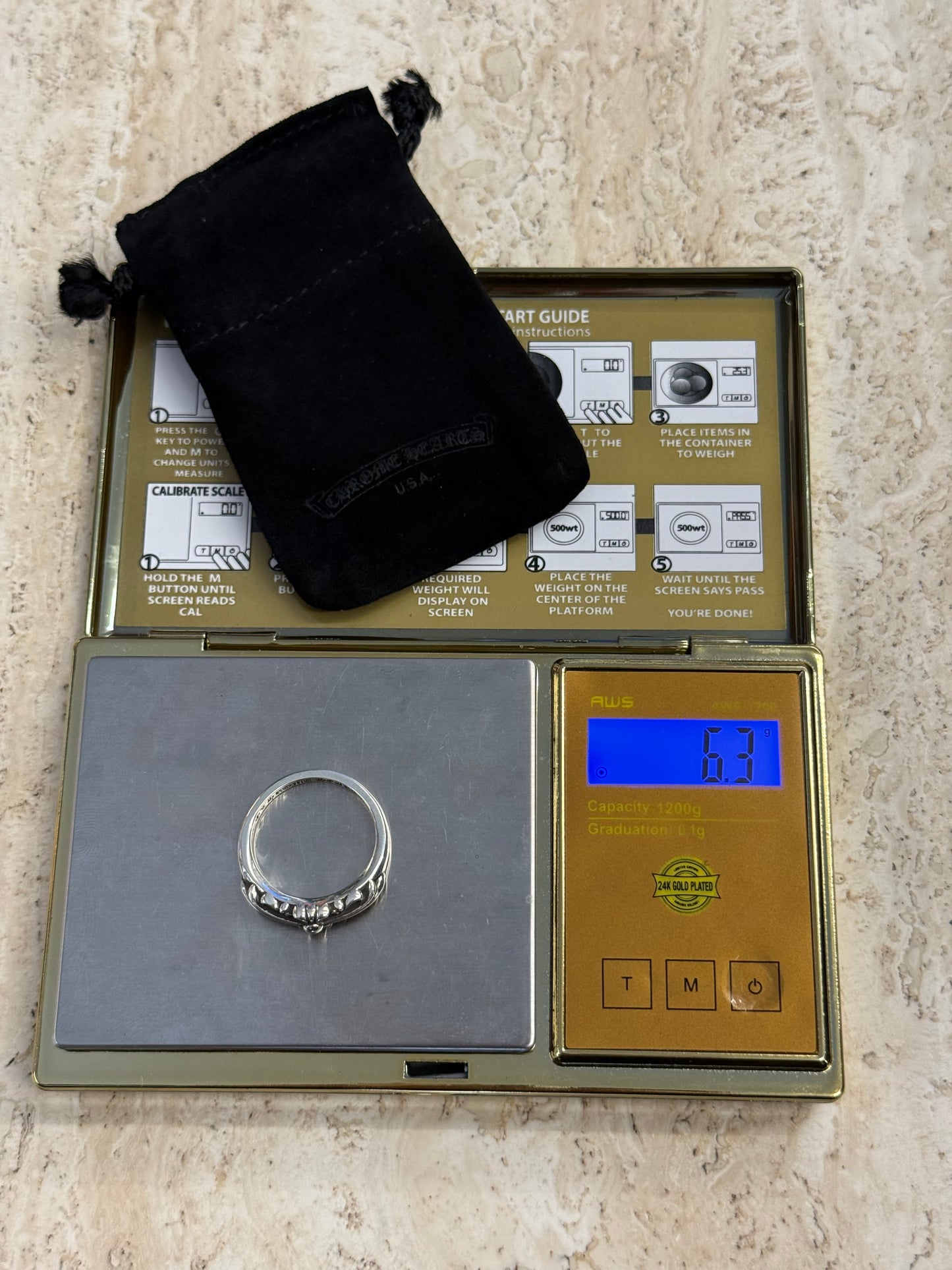 CHROME HEARTS BABY CLASSIC FLORAL CROSS SILVER RING