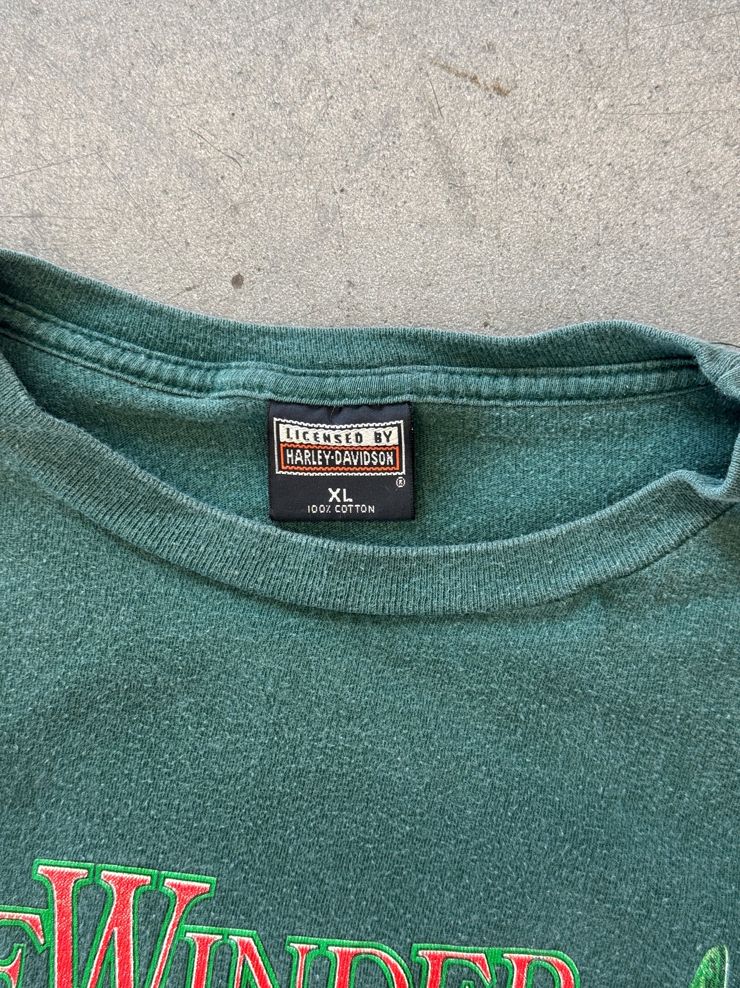 90'S HARLEY-DAVIDSON SIDE WINDER DESERT TEE (HARLEY-DAVIDSON TAG) - GREEN