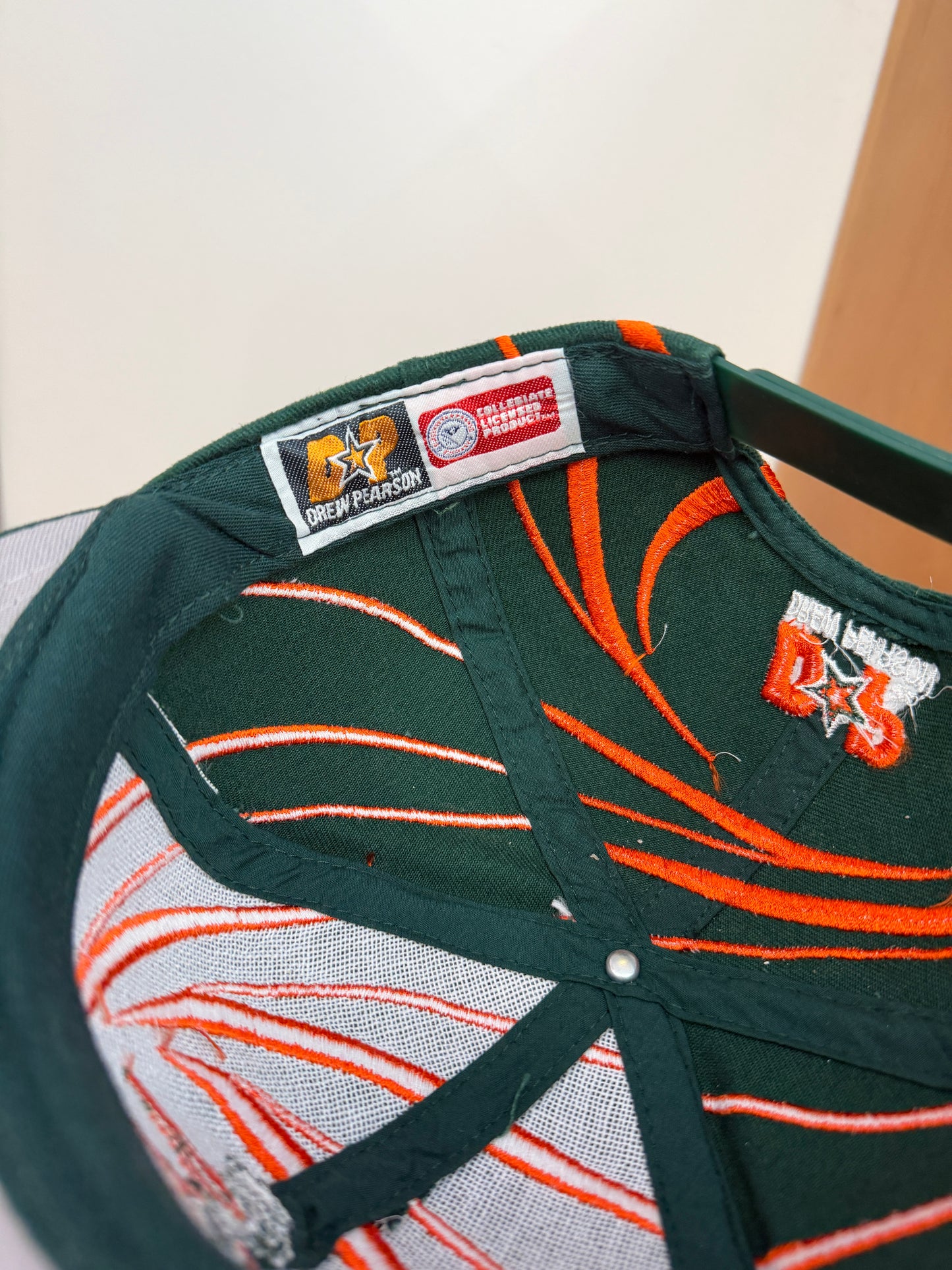 90S UNIVERSITY OF MIAMI DREW PEARSON EMBROIDERED CYCLONE SNAPBACK HAT