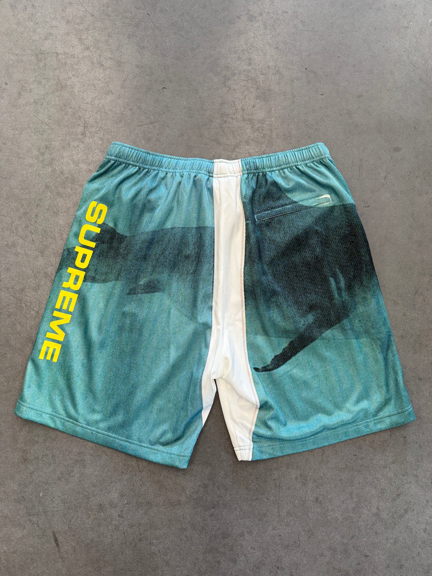 SS25 SUPREME DAMIEN HIRST SHARK SOCCER SHORT - WHITE/TEAL