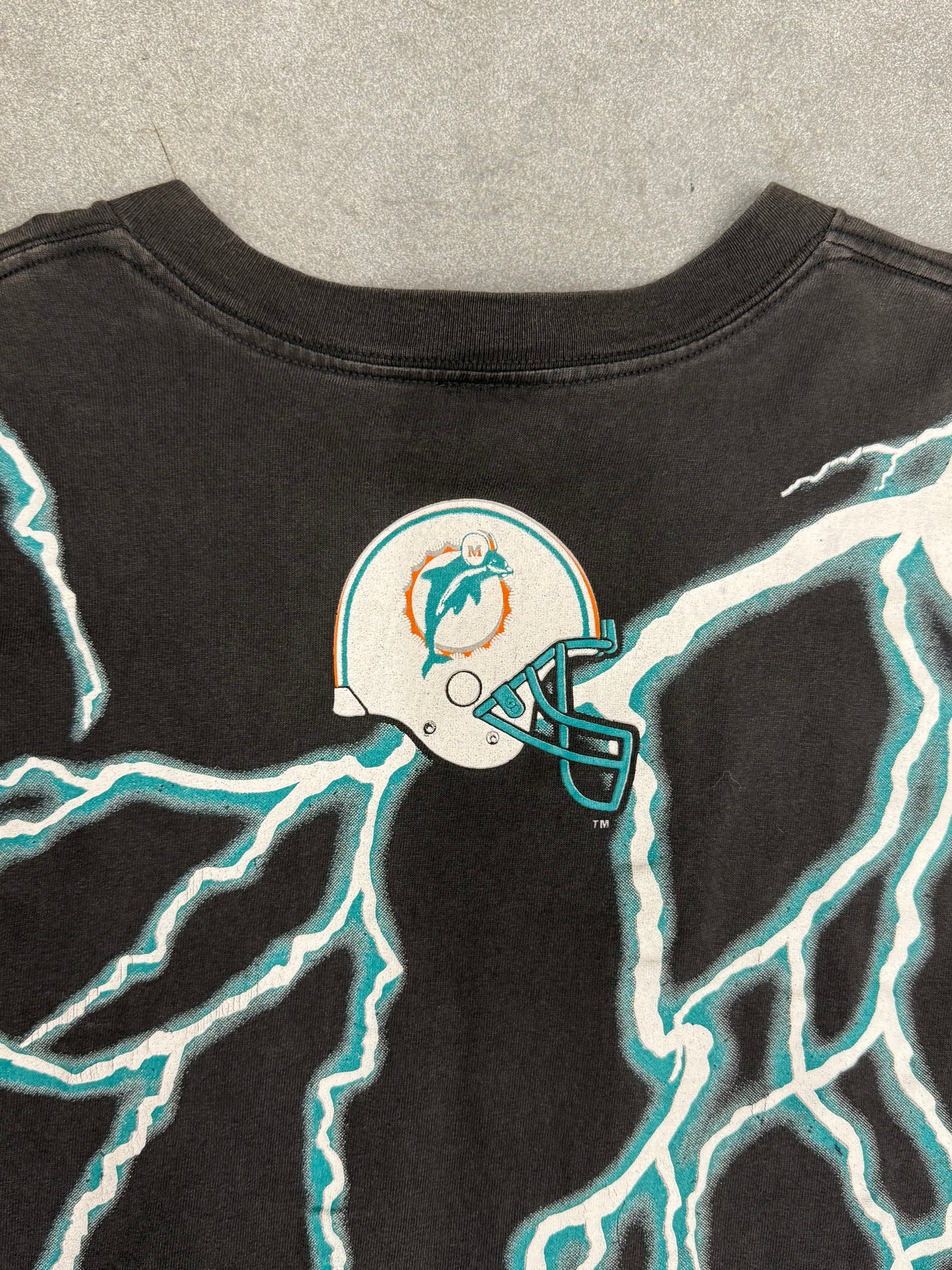 1993 MIAMI DOLPHINS LIGHTNING AMERICAN THUNDER TEE (SALEM SPORTSWEAR TAG)