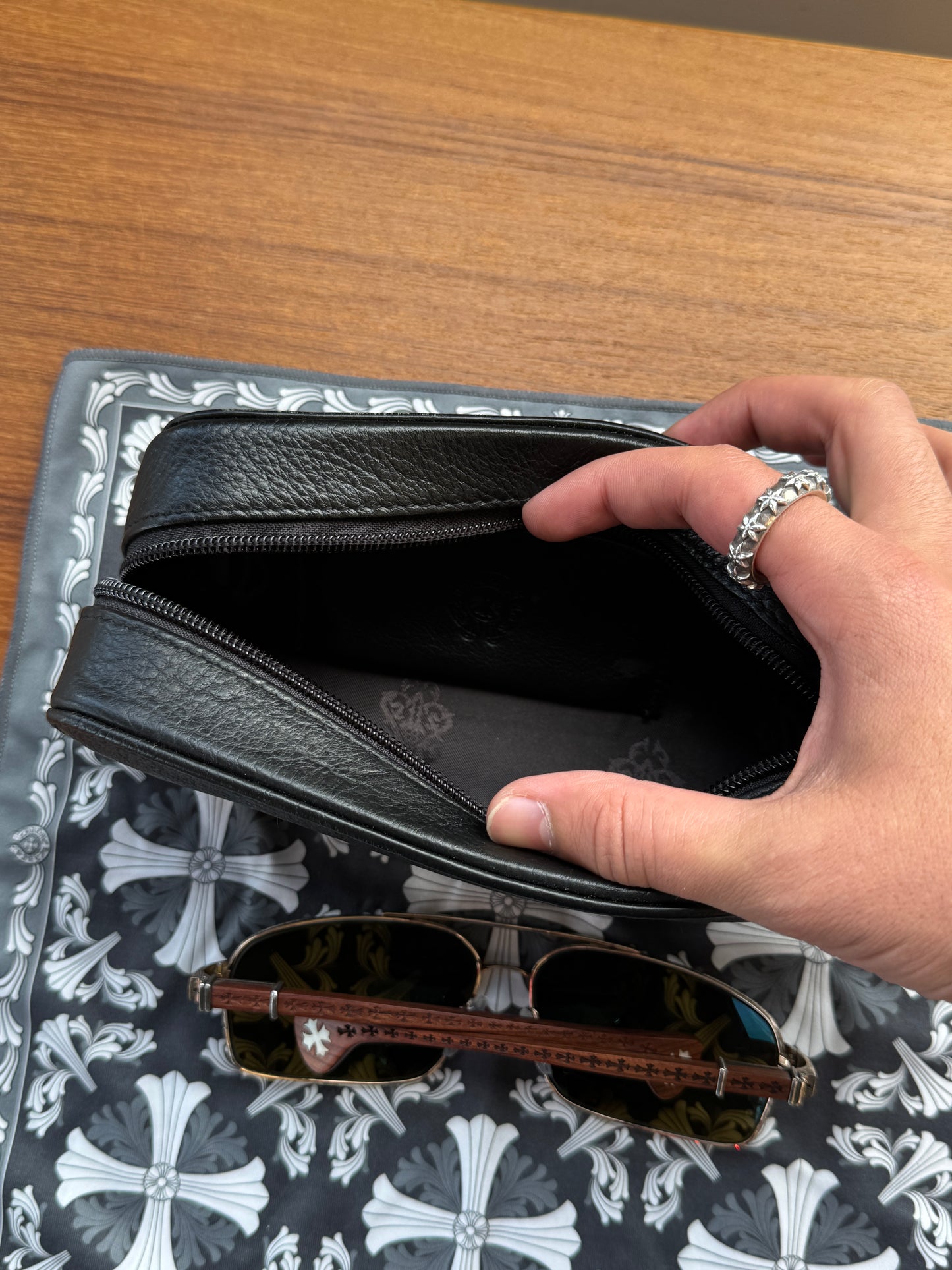 VINTAGE CHROME HEARTS THE BEAST I WOODEN SUNGLASSES (WITH CASE)