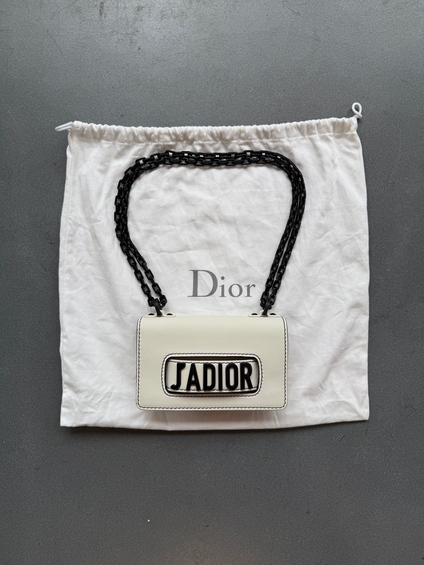 CHRISTIAN DIOR MINI J'ADIOR CHAIN HANDBAG - WHITE (PRE-OWNED WITH DUSTBAG) (TANIA)