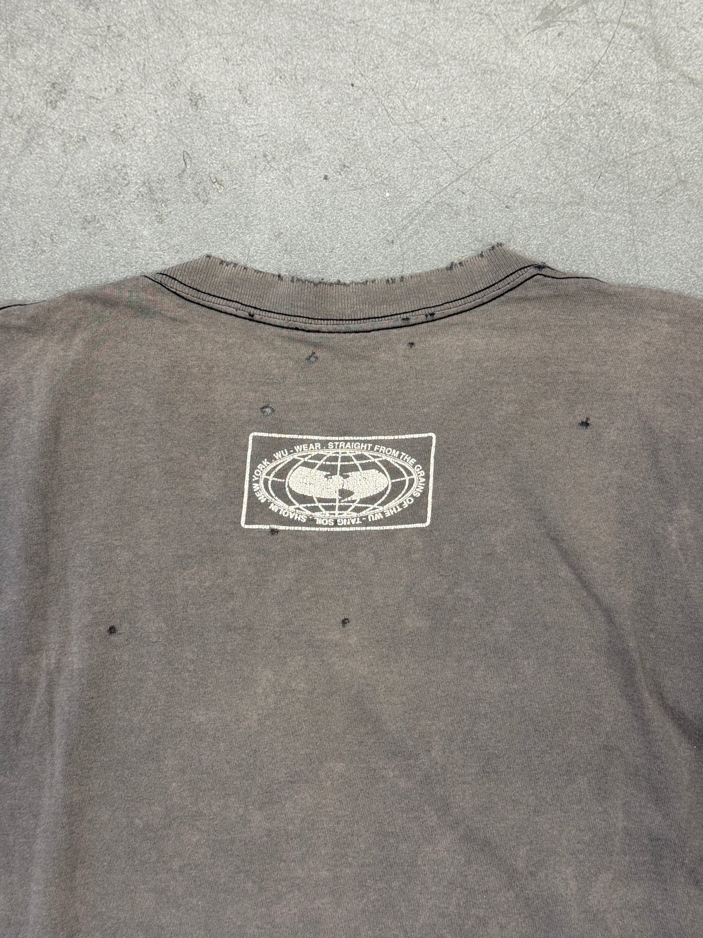 90S WU-TANG WUWEAR INC. BIG LOGO DISTRESSED AND FADED TEE (PULLED TAG)