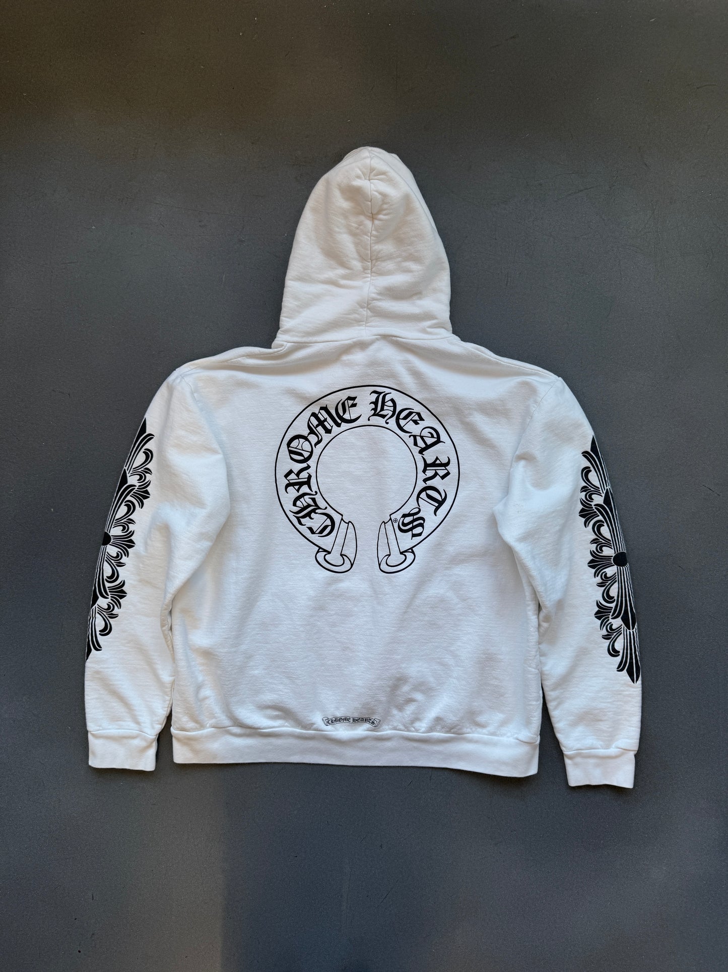 CHROME HEARTS HORSESHOE FLORAL SLEEVE HOODIE